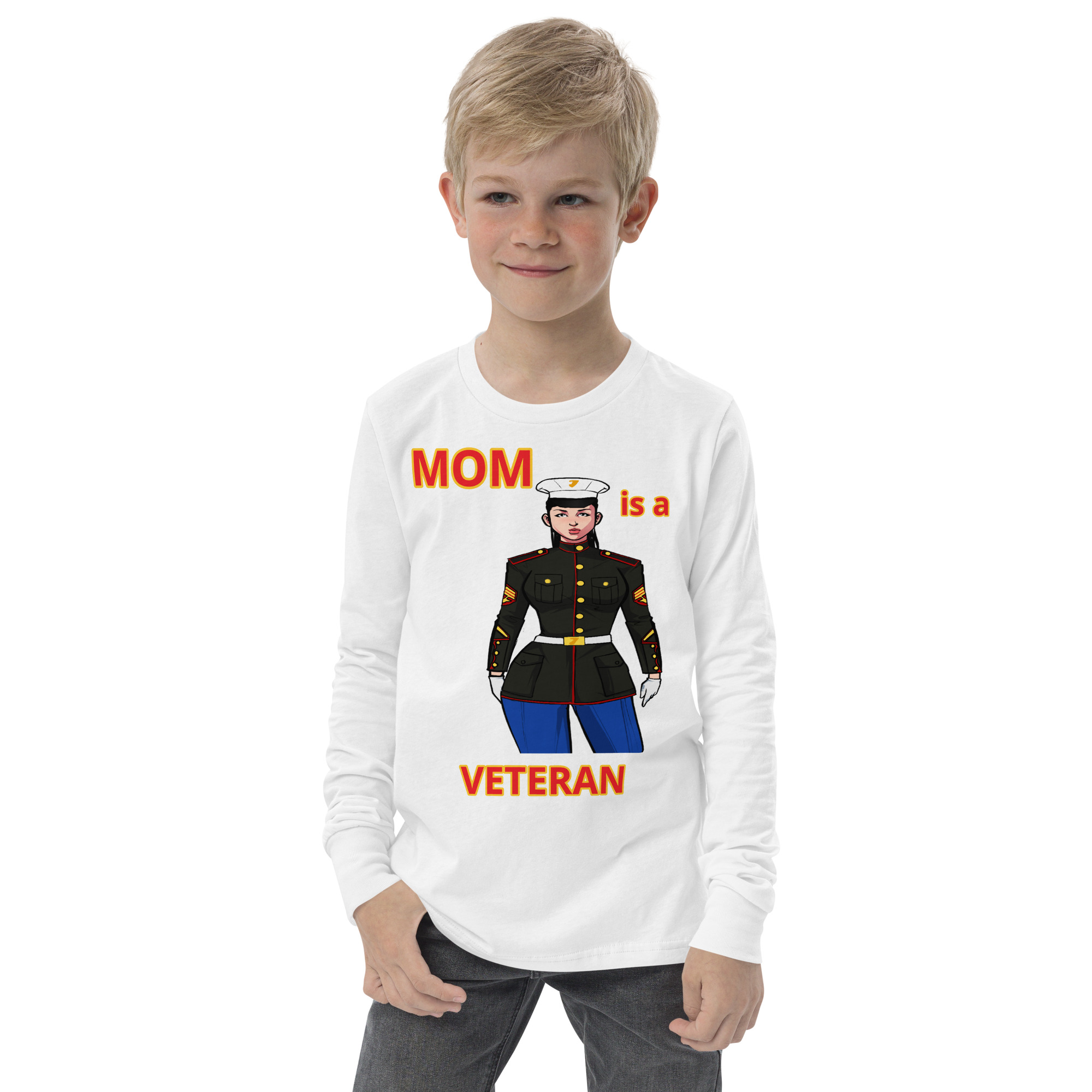 MOM IS A VETERAN TOO FIFE Youth Long Sleeve Tee - Image 9