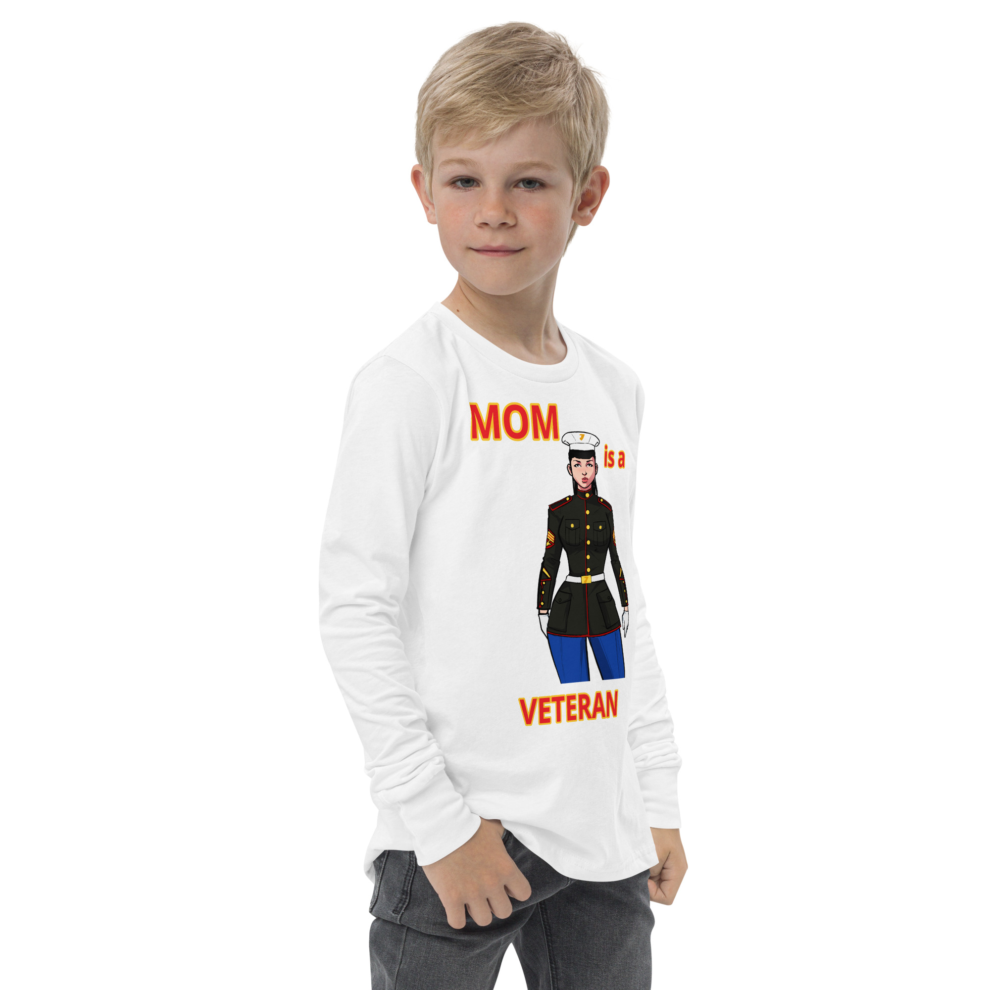MOM IS A VETERAN TOO FIFE Youth Long Sleeve Tee - Image 11