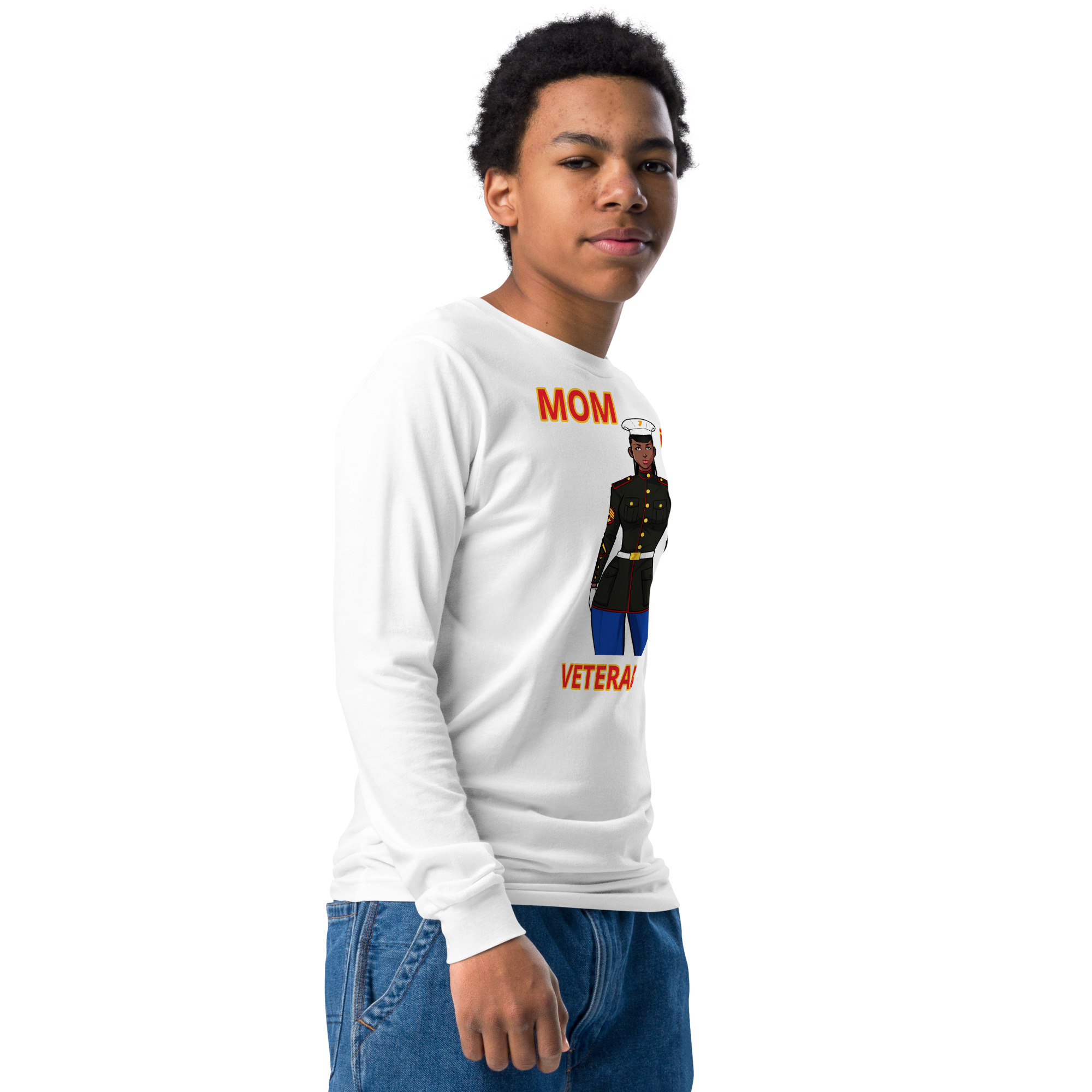 MOM IS A VETERAN TOO FIFE Youth Long Sleeve Tee - Image 8