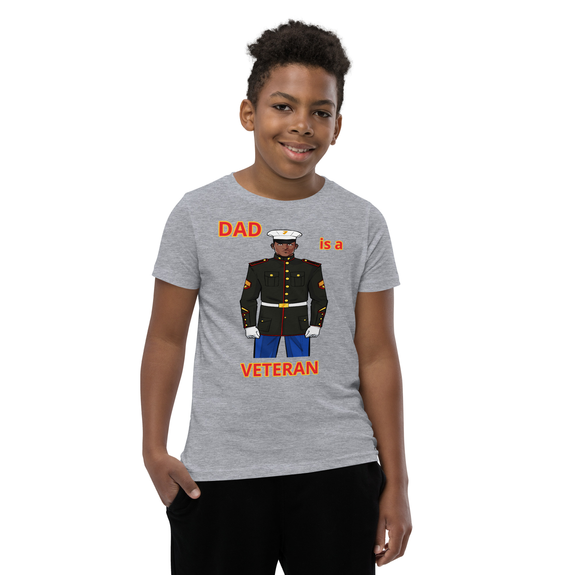DAD IS A VETERAN TOO FIFE Youth Short Sleeve T-Shirt - Image 5