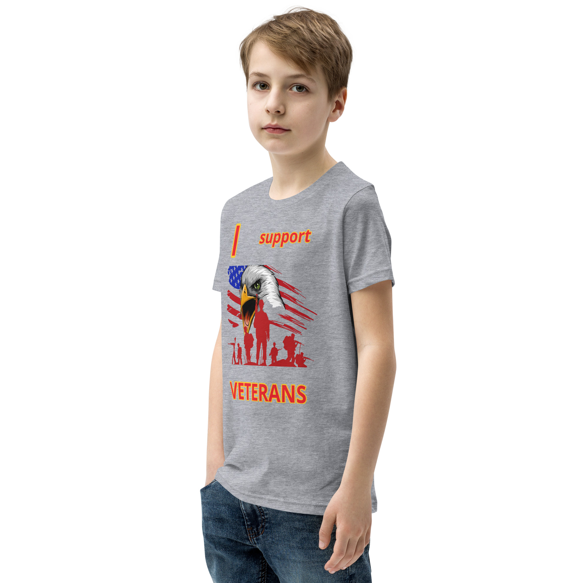 I SUPPORT VETERANS TOO FIFE Youth Short Sleeve T-Shirt - Image 7