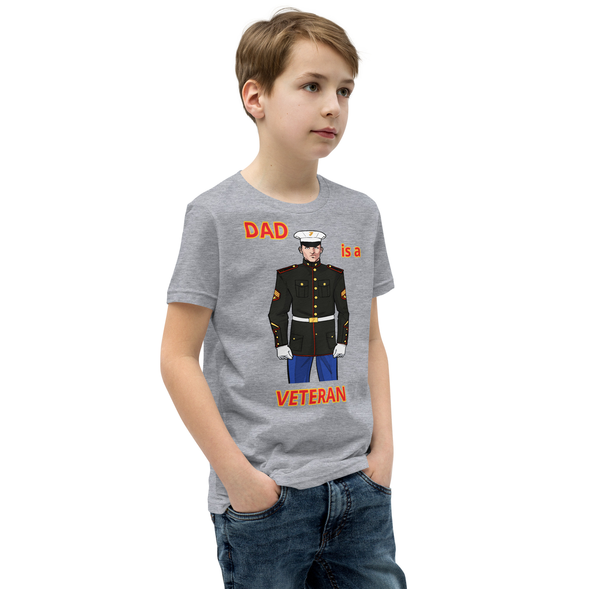 DAD IS A VETERAN TOO FIFE Youth Short Sleeve T-Shirt - Image 6