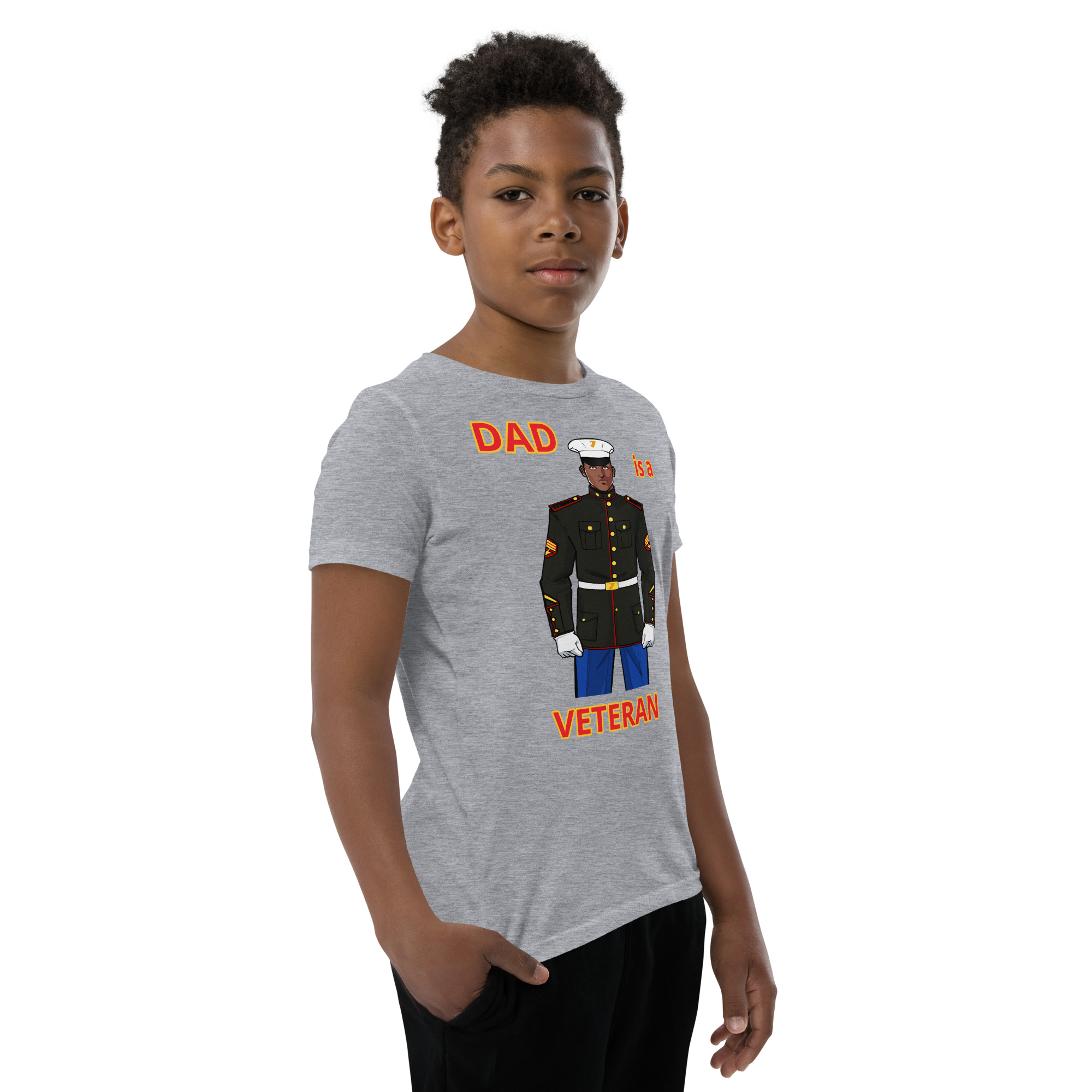 DAD IS A VETERAN TOO FIFE Youth Short Sleeve T-Shirt - Image 7