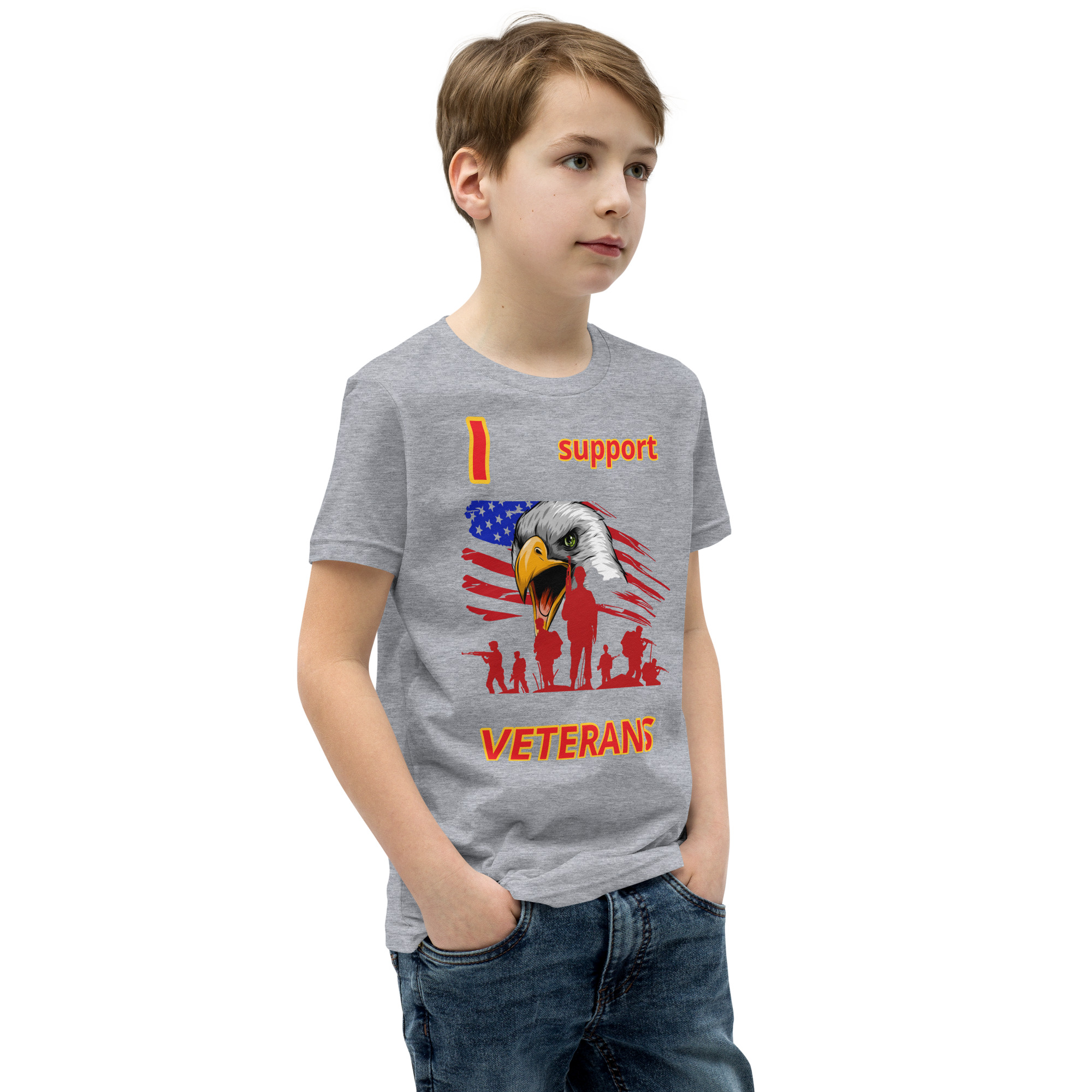 I SUPPORT VETERANS TOO FIFE Youth Short Sleeve T-Shirt - Image 6