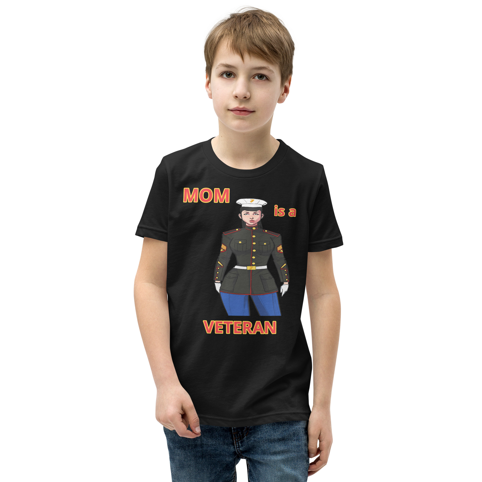 MOM IS A VETERAN TOO FIFE Youth Short Sleeve T-Shirt
