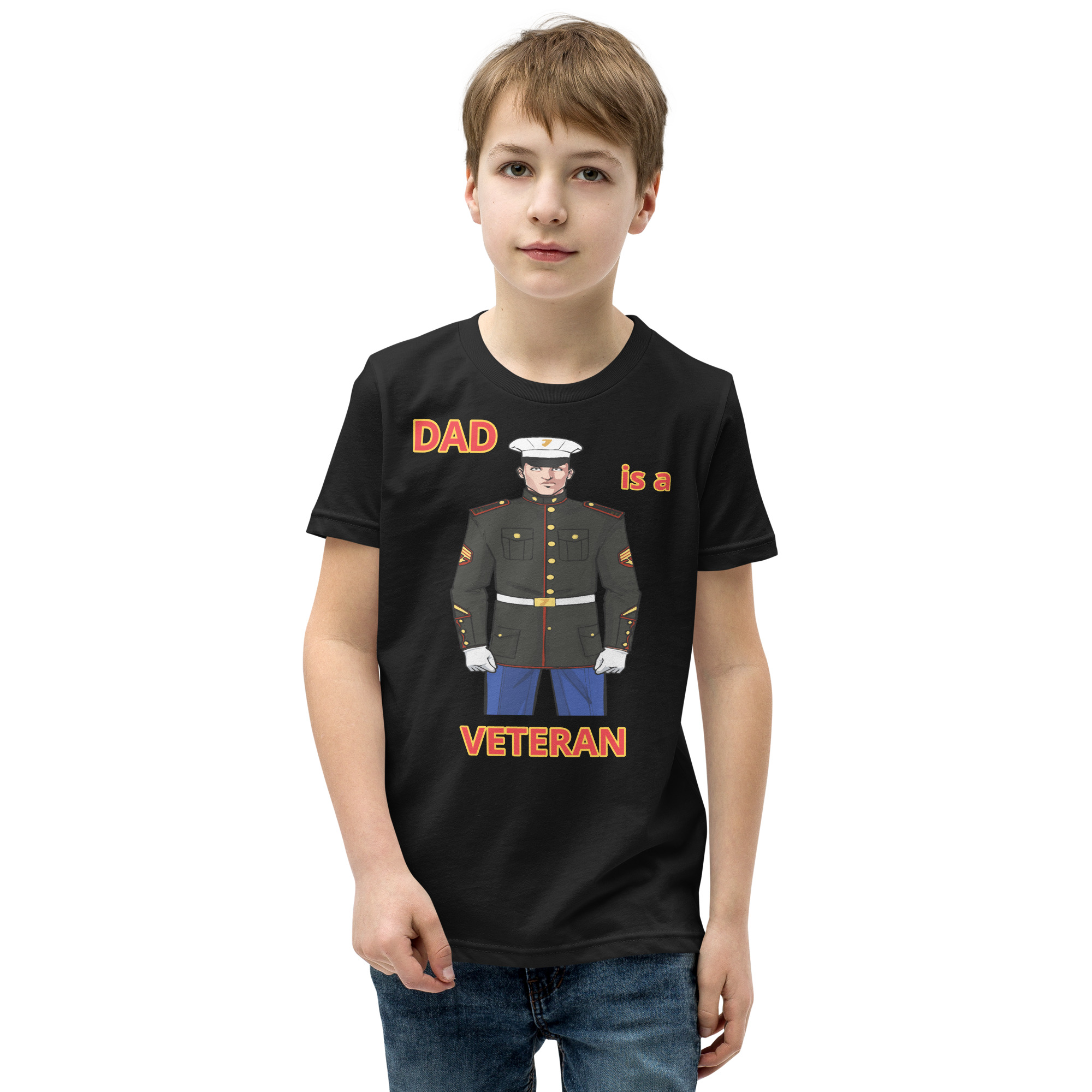 DAD IS A VETERAN TOO FIFE Youth Short Sleeve T-Shirt