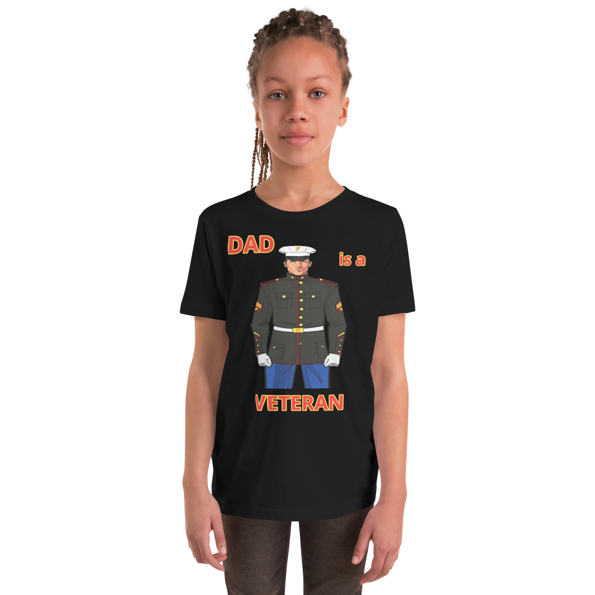 DAD IS A VETERAN TOO FIFE Youth Short Sleeve T-Shirt