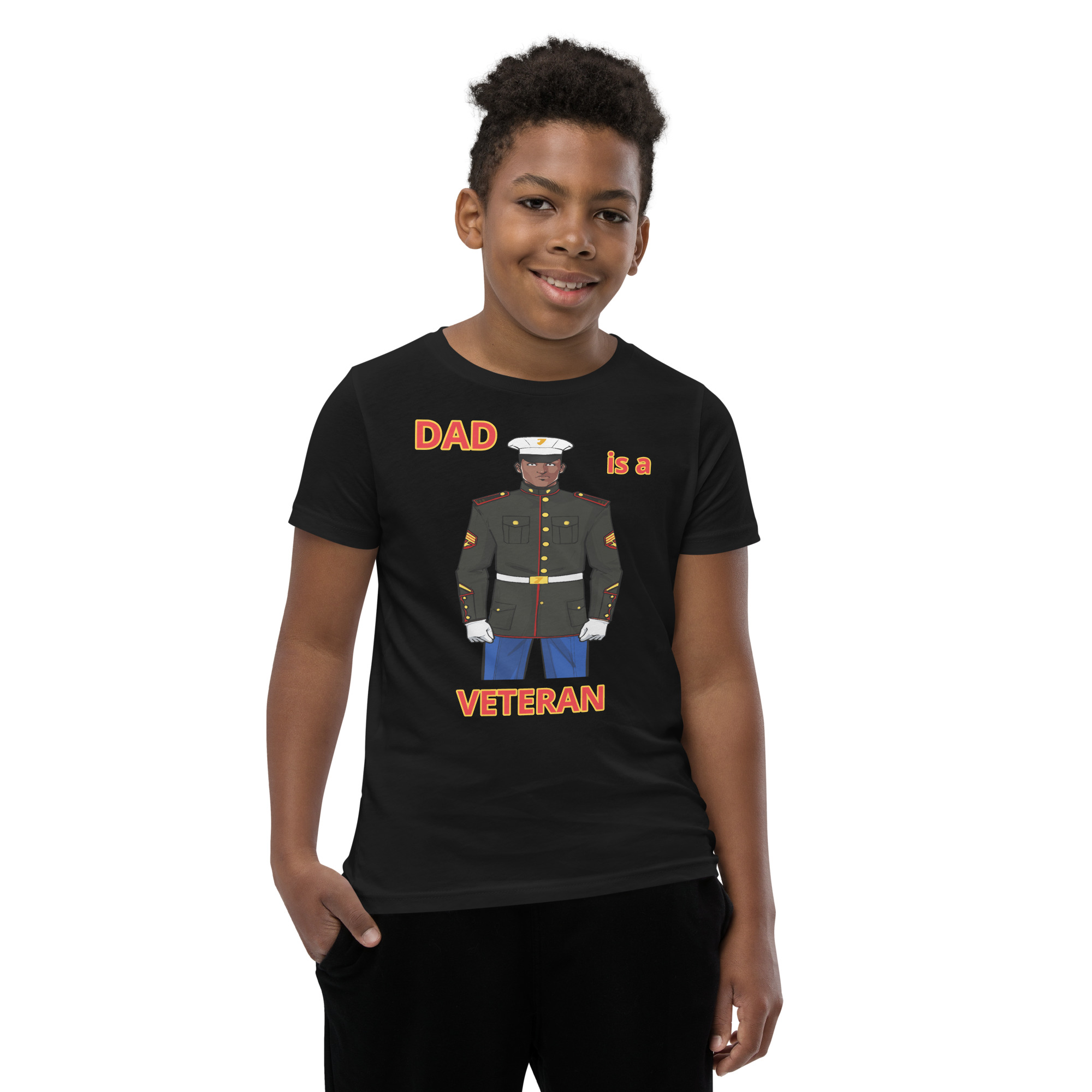 DAD IS A VETERAN TOO FIFE Youth Short Sleeve T-Shirt