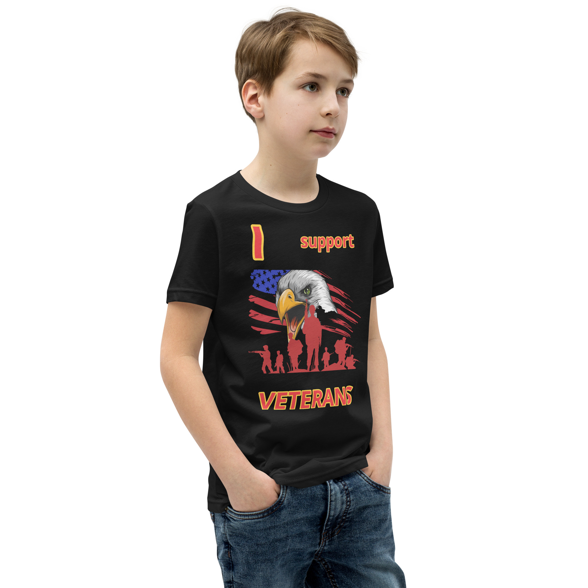 I SUPPORT VETERANS TOO FIFE Youth Short Sleeve T-Shirt - Image 2