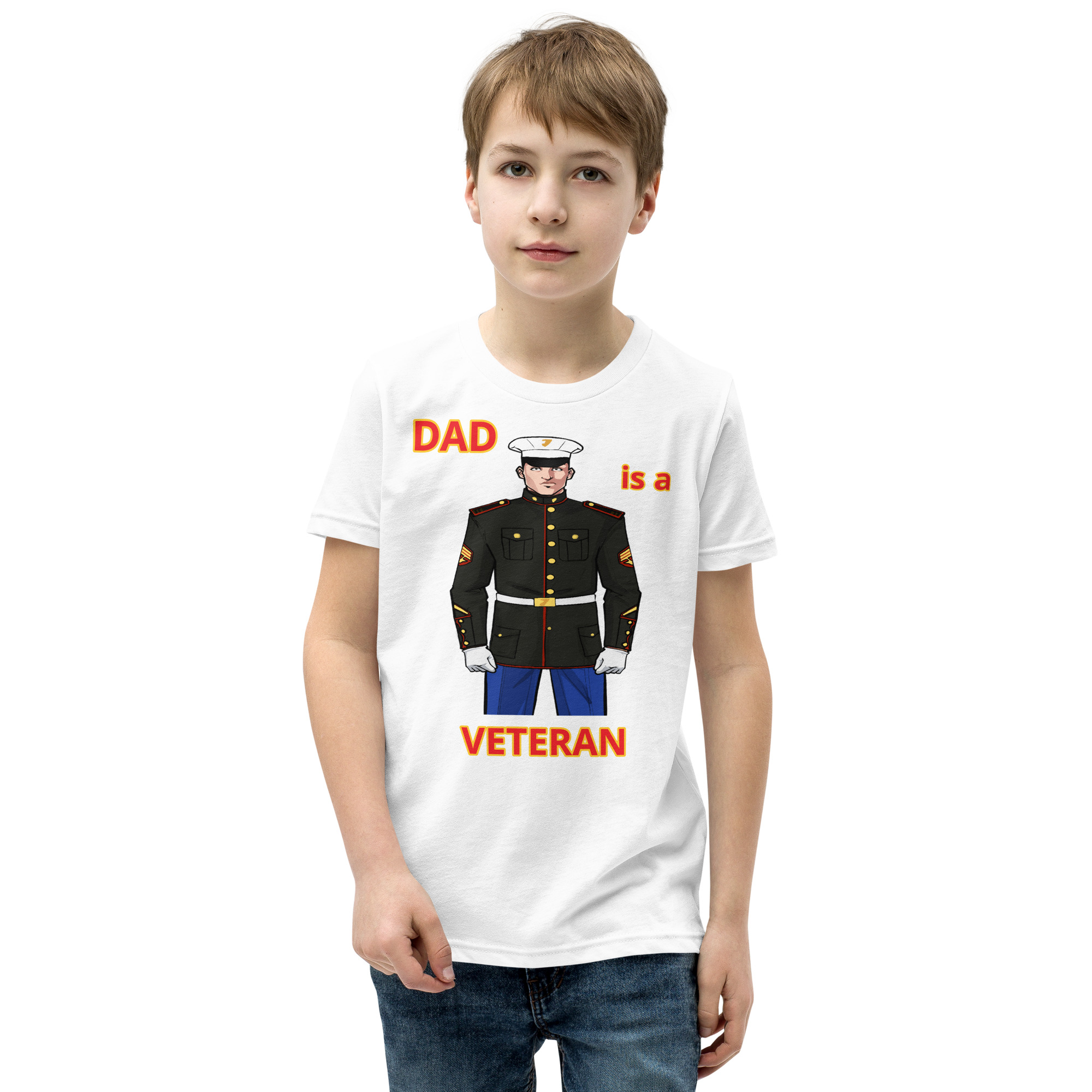 DAD IS A VETERAN TOO FIFE Youth Short Sleeve T-Shirt - Image 9