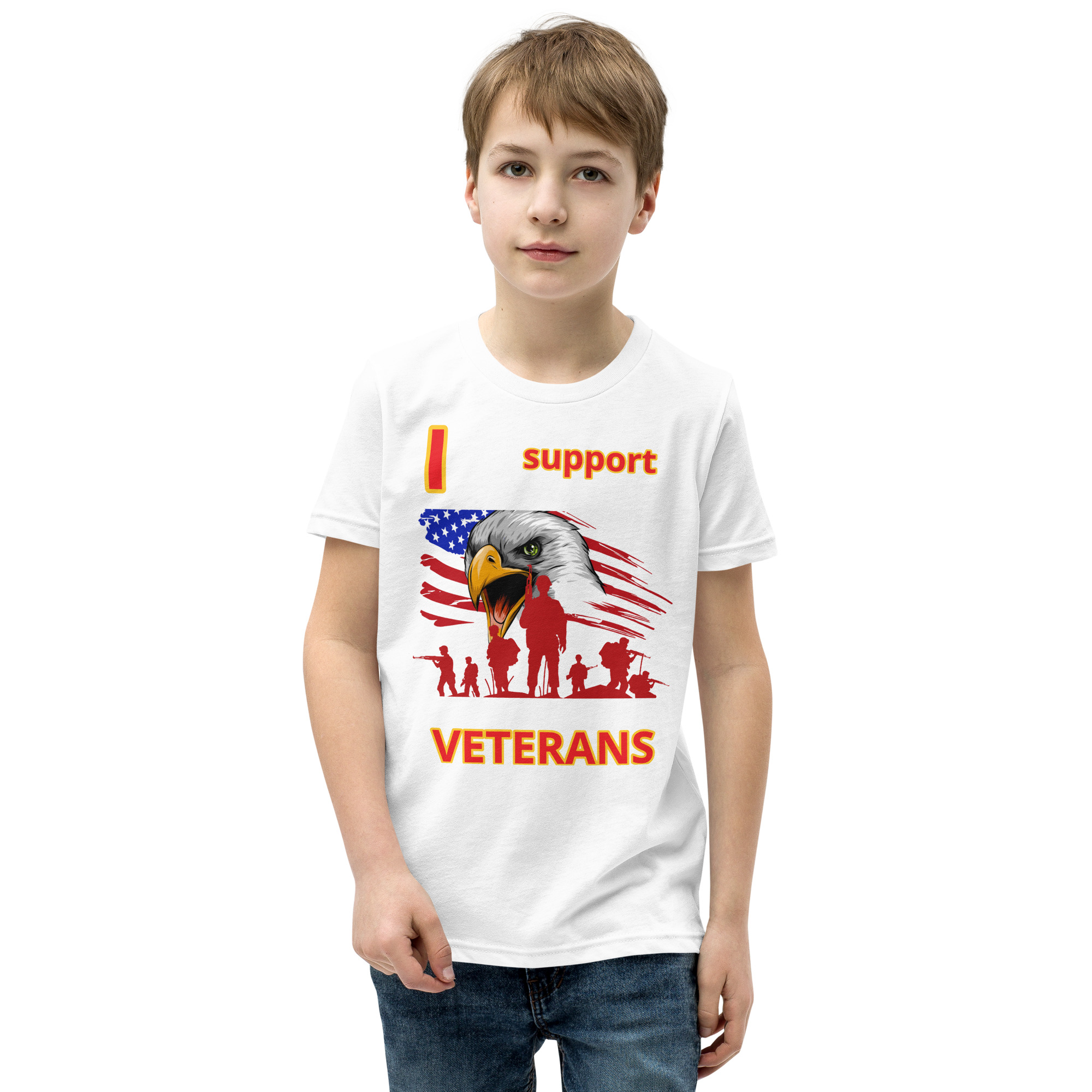 I SUPPORT VETERANS TOO FIFE Youth Short Sleeve T-Shirt - Image 9
