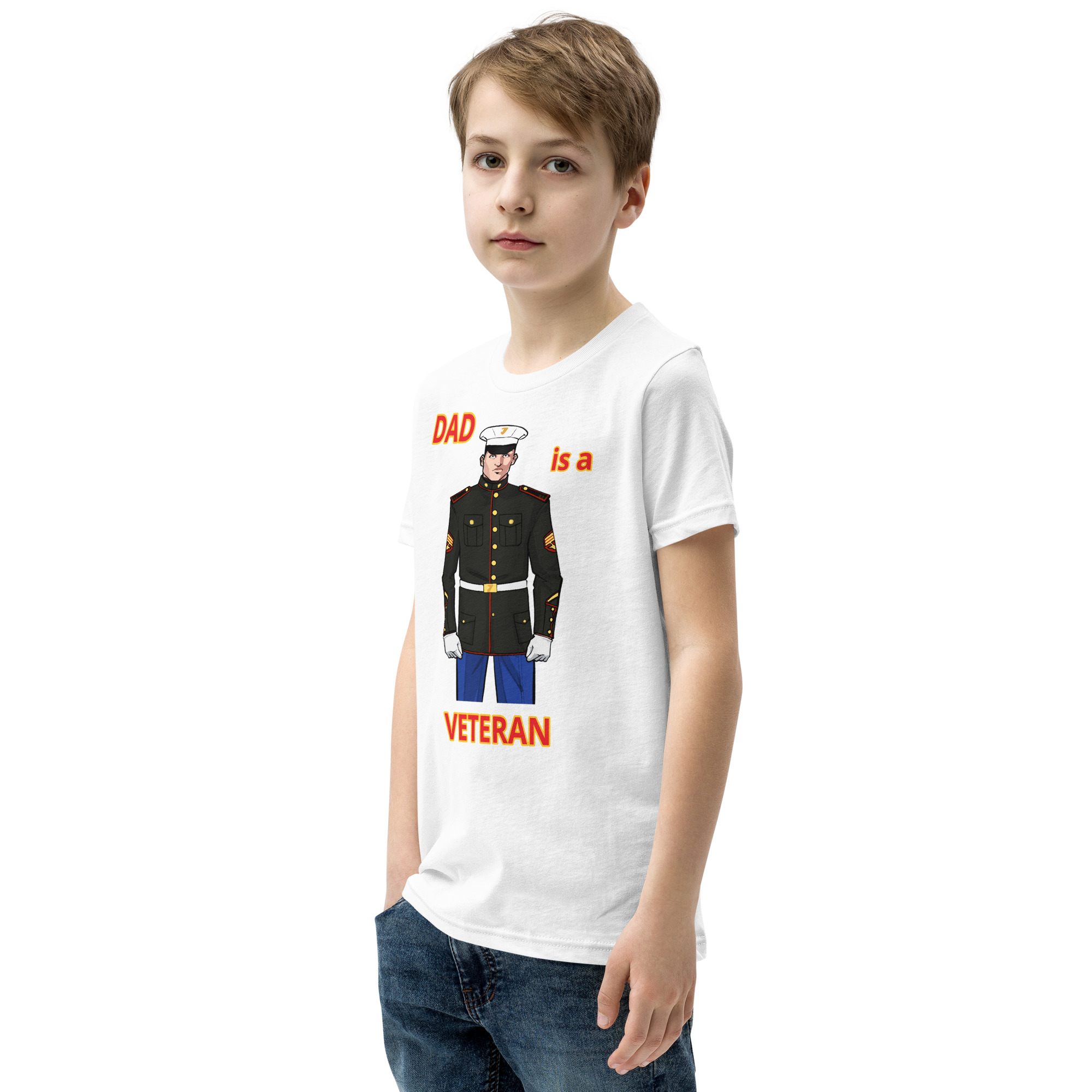 DAD IS A VETERAN TOO FIFE Youth Short Sleeve T-Shirt - Image 11