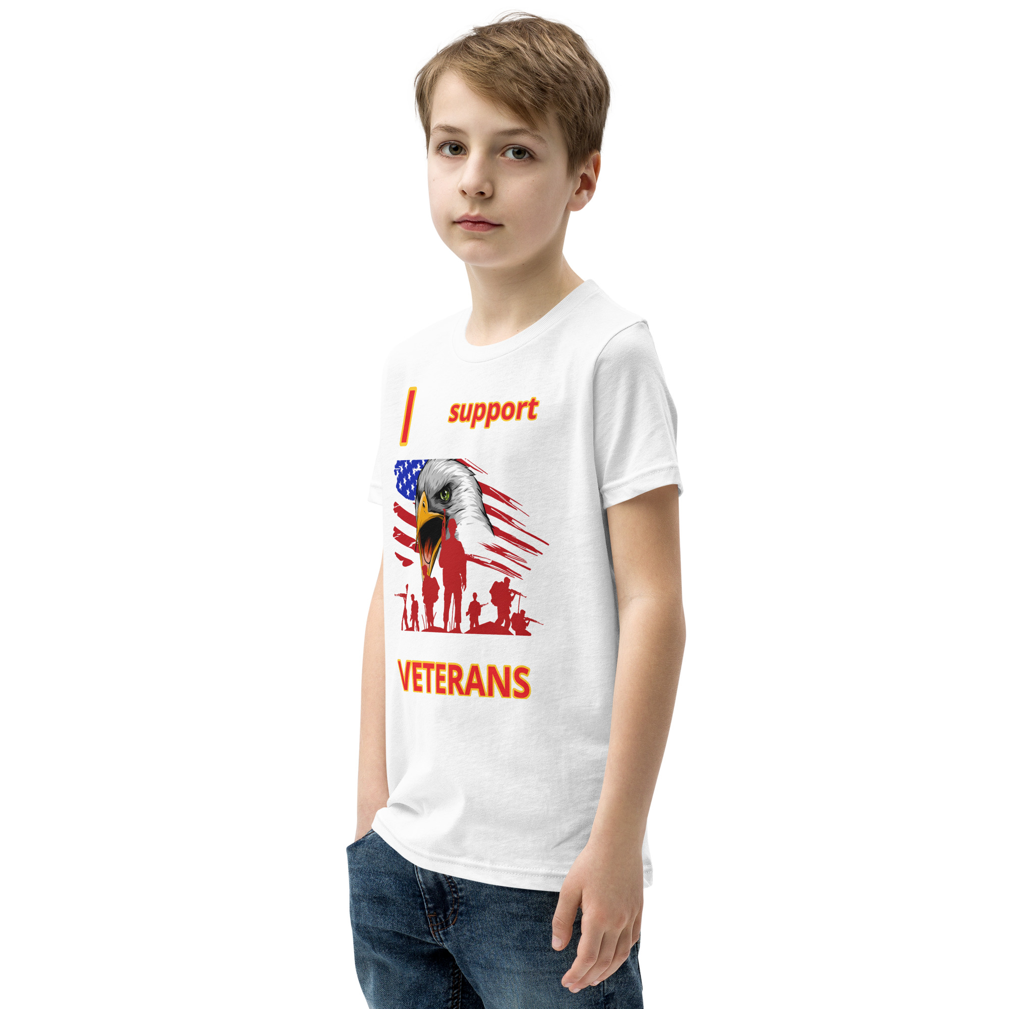 I SUPPORT VETERANS TOO FIFE Youth Short Sleeve T-Shirt - Image 11