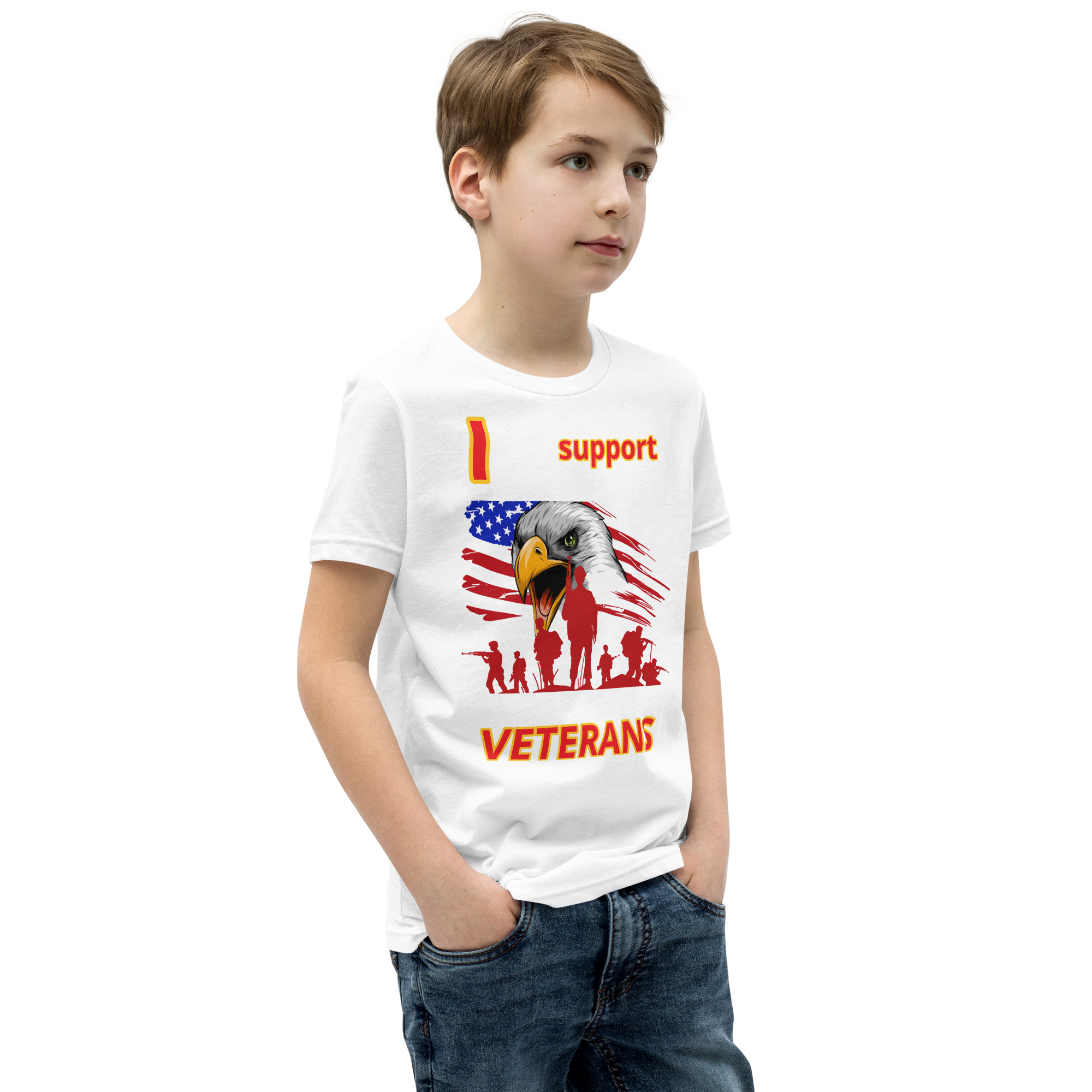 I SUPPORT VETERANS TOO FIFE Youth Short Sleeve T-Shirt - Image 10