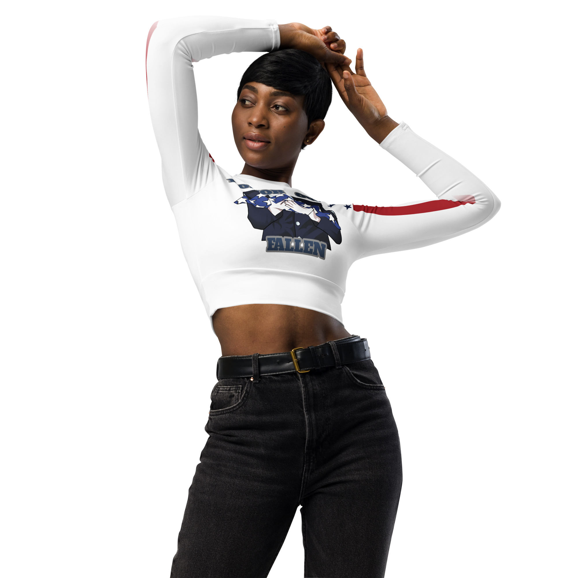 HONOR OUR FALLEN TOO SIKS Recycled Long-Sleeve Crop Top - Image 2