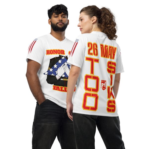 HONOR OUR FALLEN TOO SIKS Recycled Unisex Sports Jersey