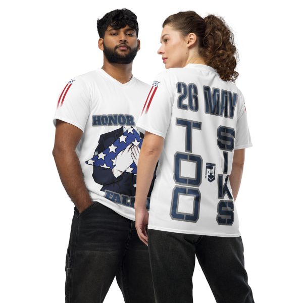 HONOR OUR FALLEN TOO SIKS Recycled Unisex Sports Jersey