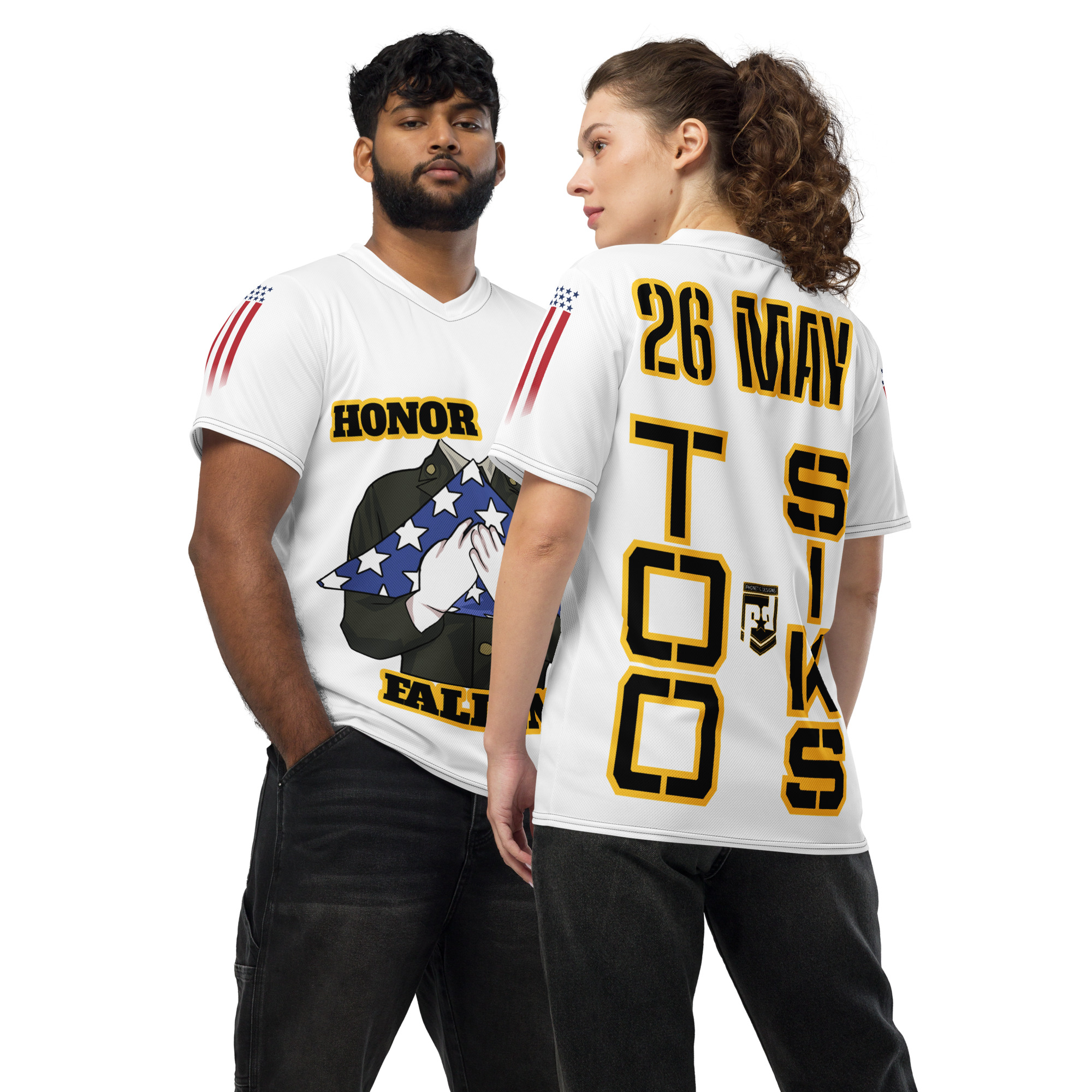 HONOR OUR FALLEN TOO SIKS Recycled Unisex Sports Jersey