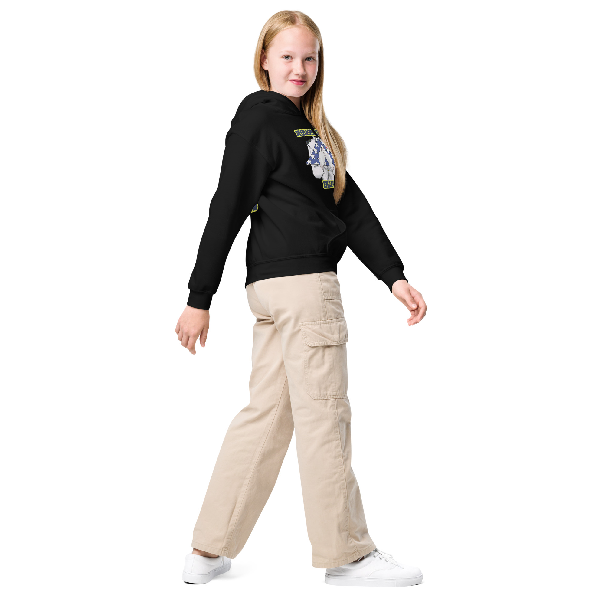 HONOR OUR FALLEN TOO SIKS Kids Fleece Hoodie - Image 3