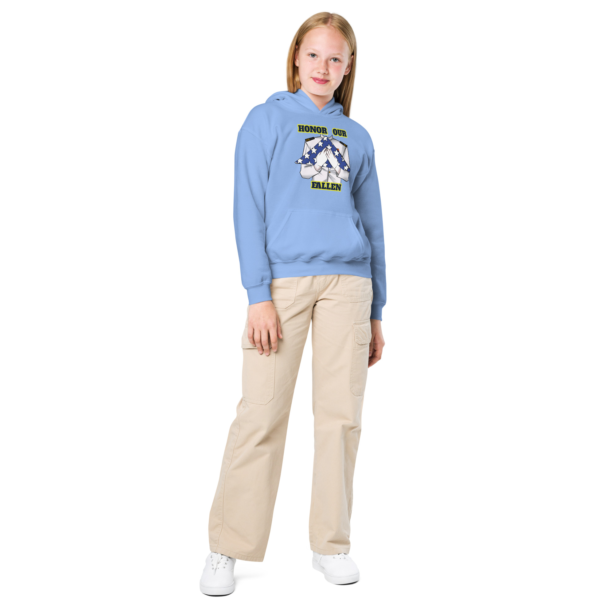 HONOR OUR FALLEN TOO SIKS Kids Fleece Hoodie - Image 17