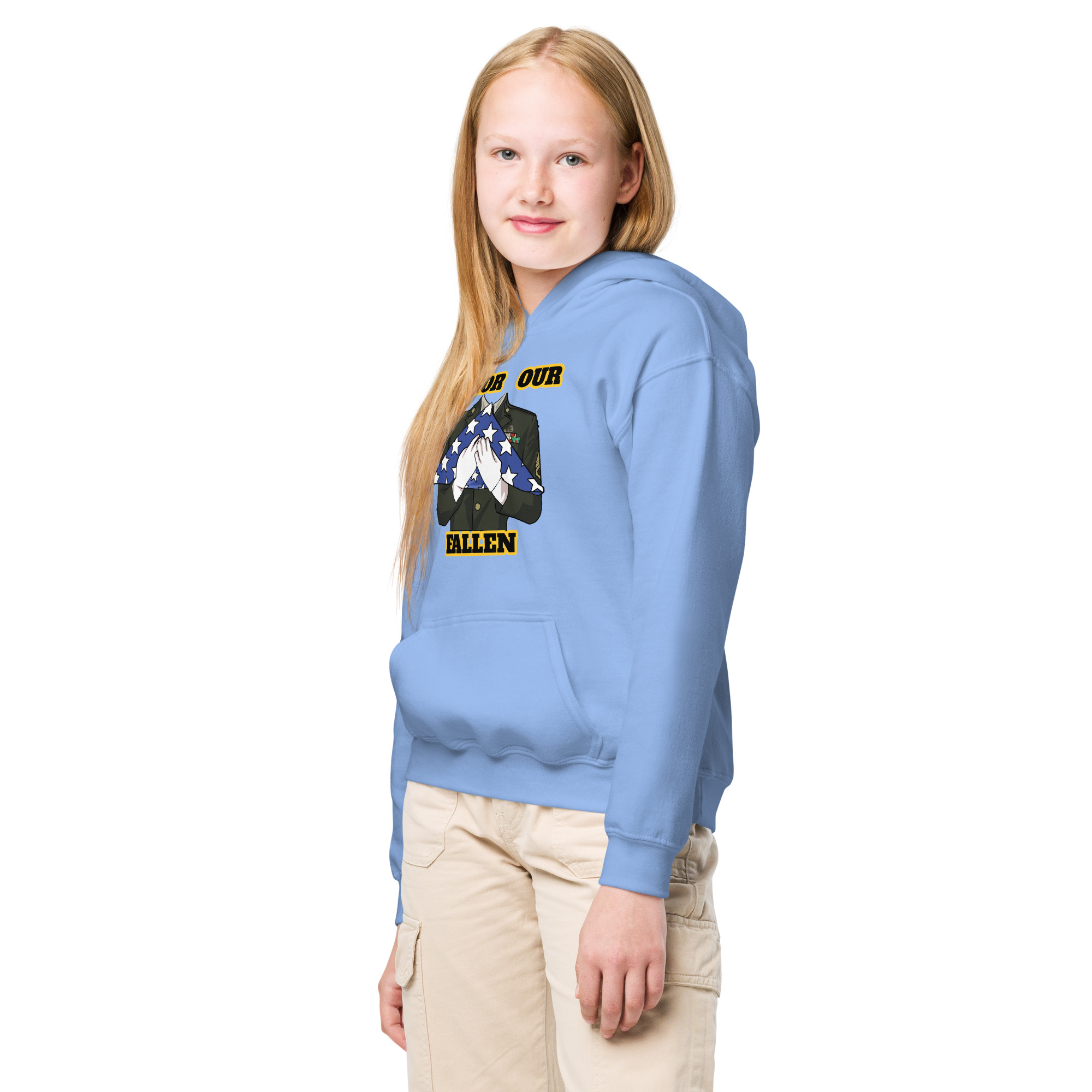 HONOR OUR FALLEN TOO SIKS Kids Fleece Hoodie - Image 18