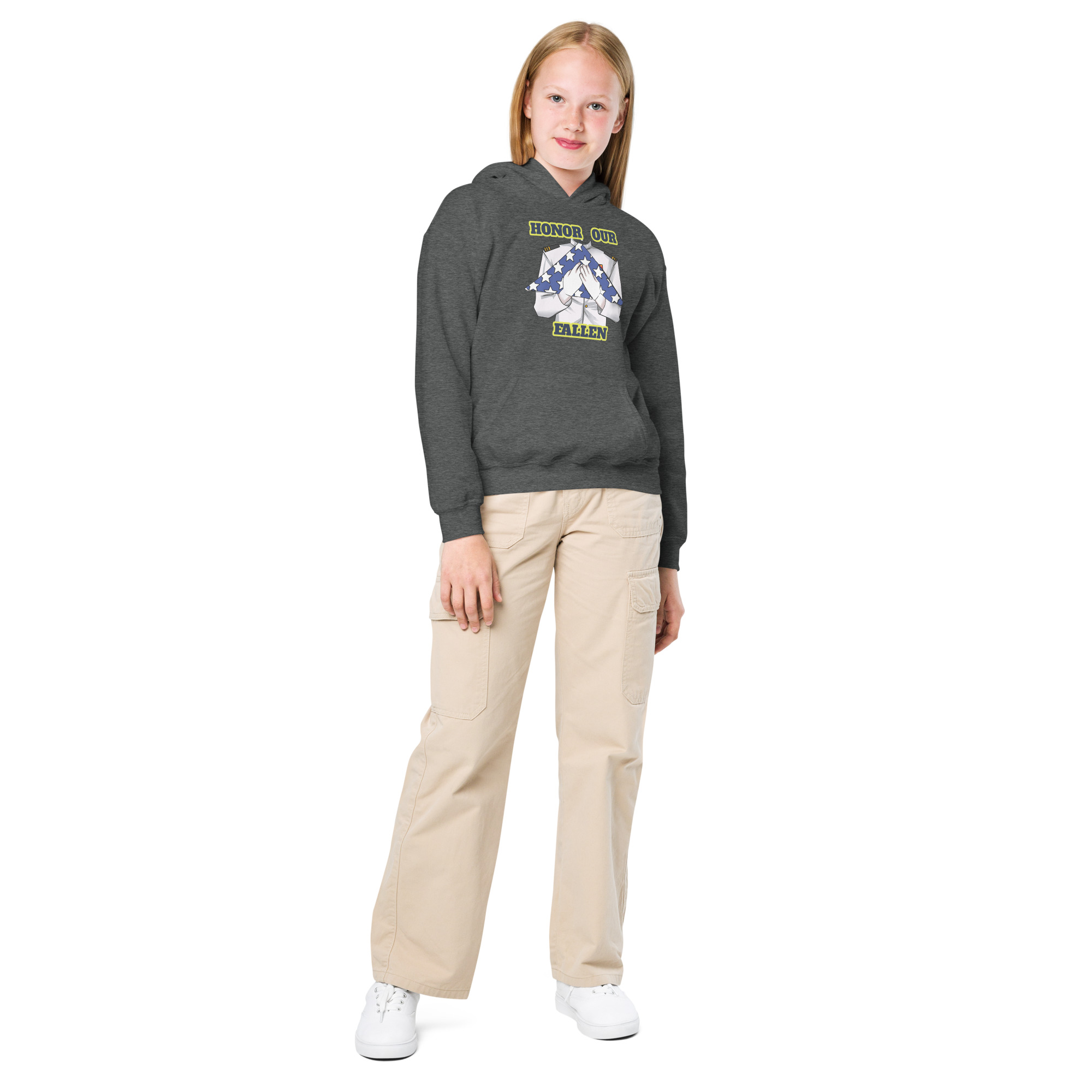 HONOR OUR FALLEN TOO SIKS Kids Fleece Hoodie - Image 9