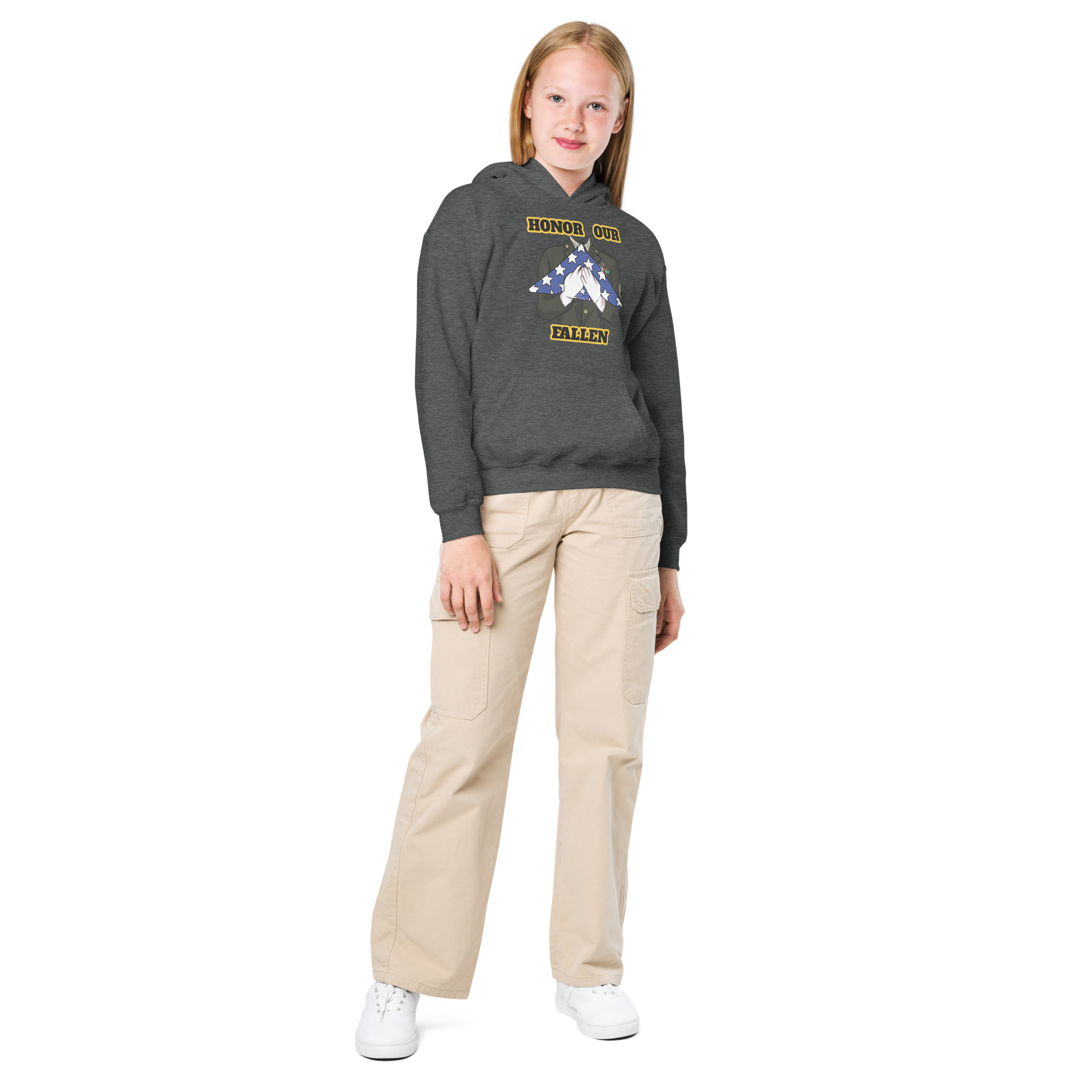 HONOR OUR FALLEN TOO SIKS Kids Fleece Hoodie - Image 9