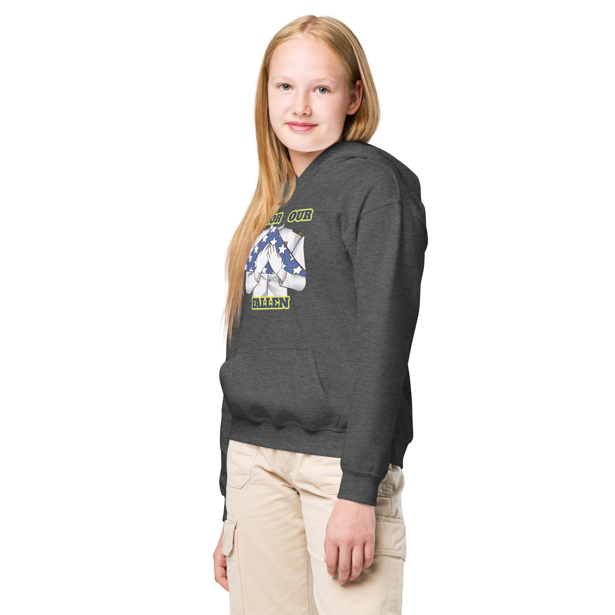 HONOR OUR FALLEN TOO SIKS Kids Fleece Hoodie - Image 10