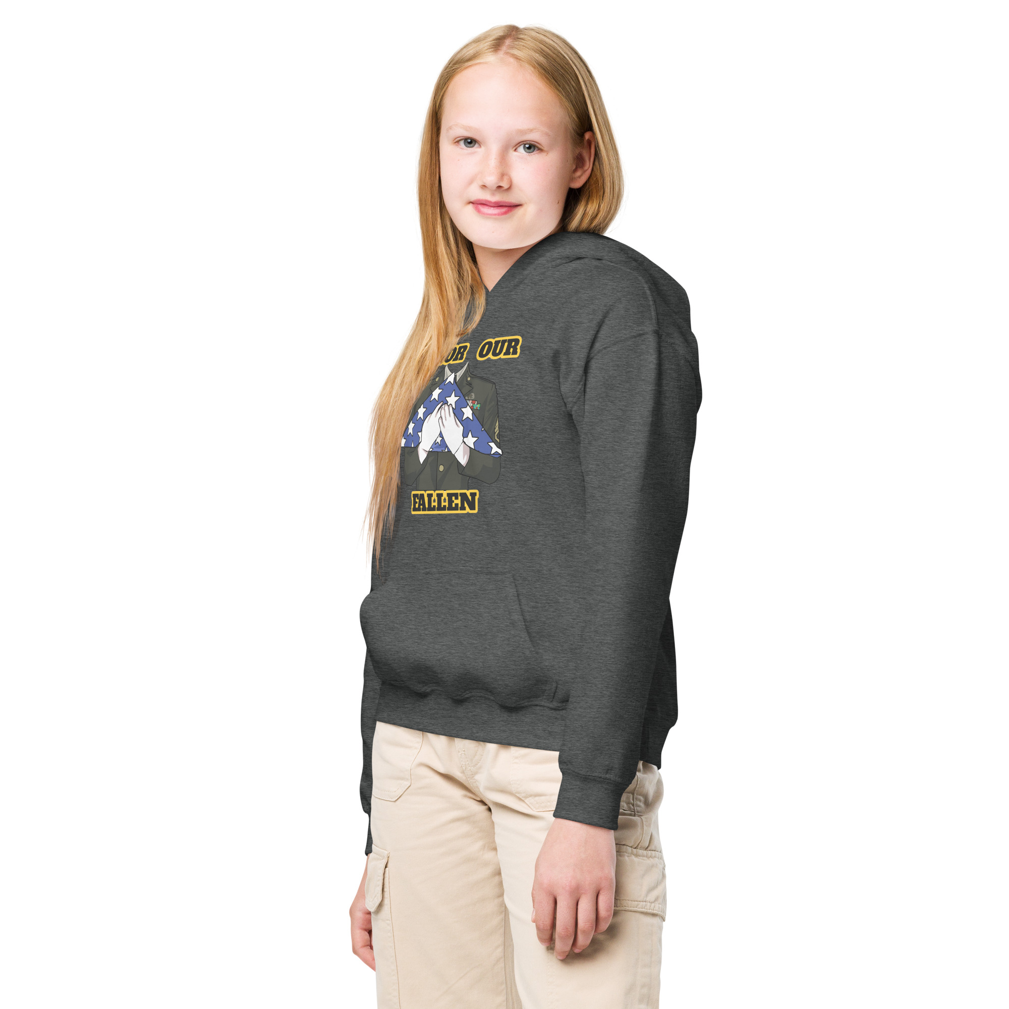 HONOR OUR FALLEN TOO SIKS Kids Fleece Hoodie - Image 10