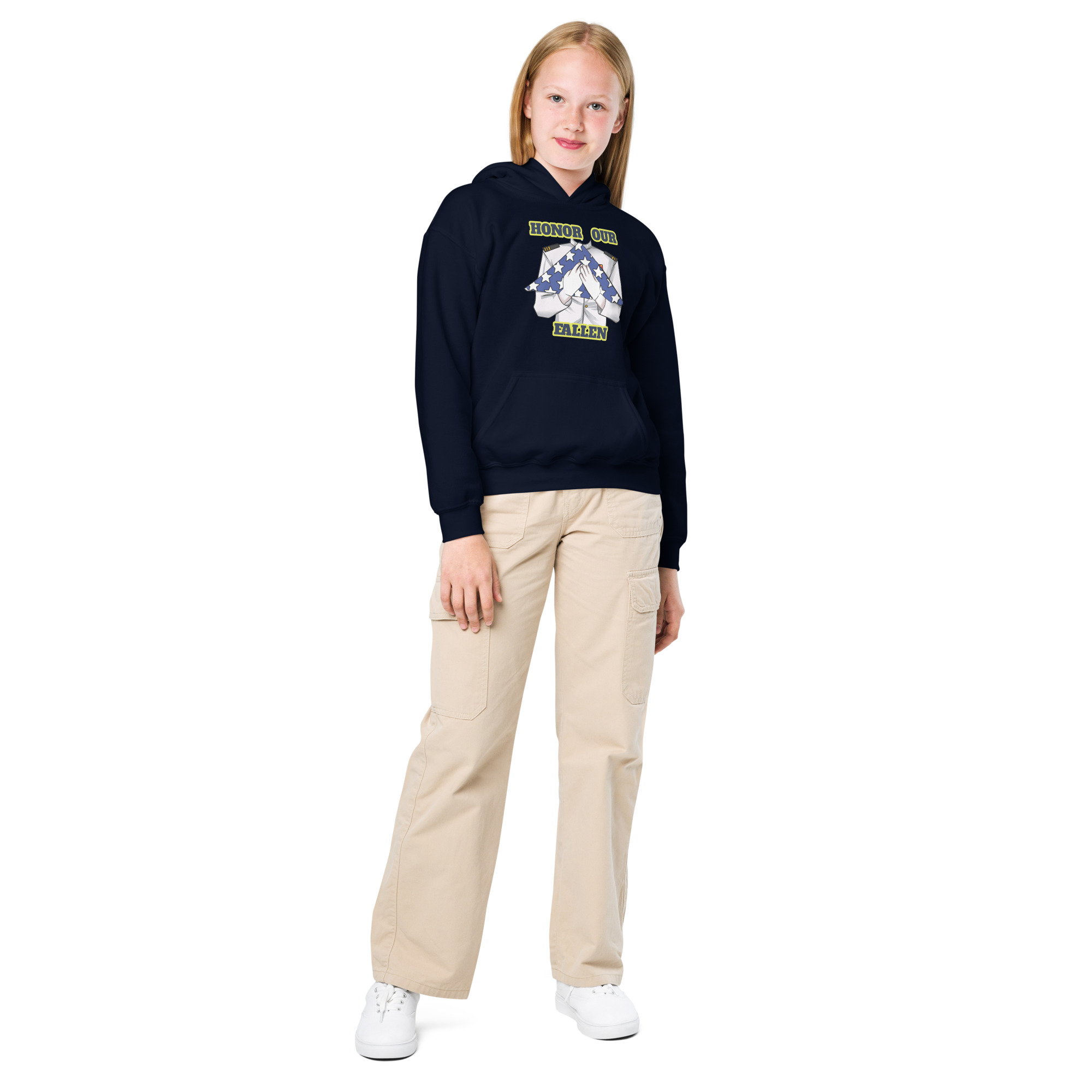 HONOR OUR FALLEN TOO SIKS Kids Fleece Hoodie - Image 5
