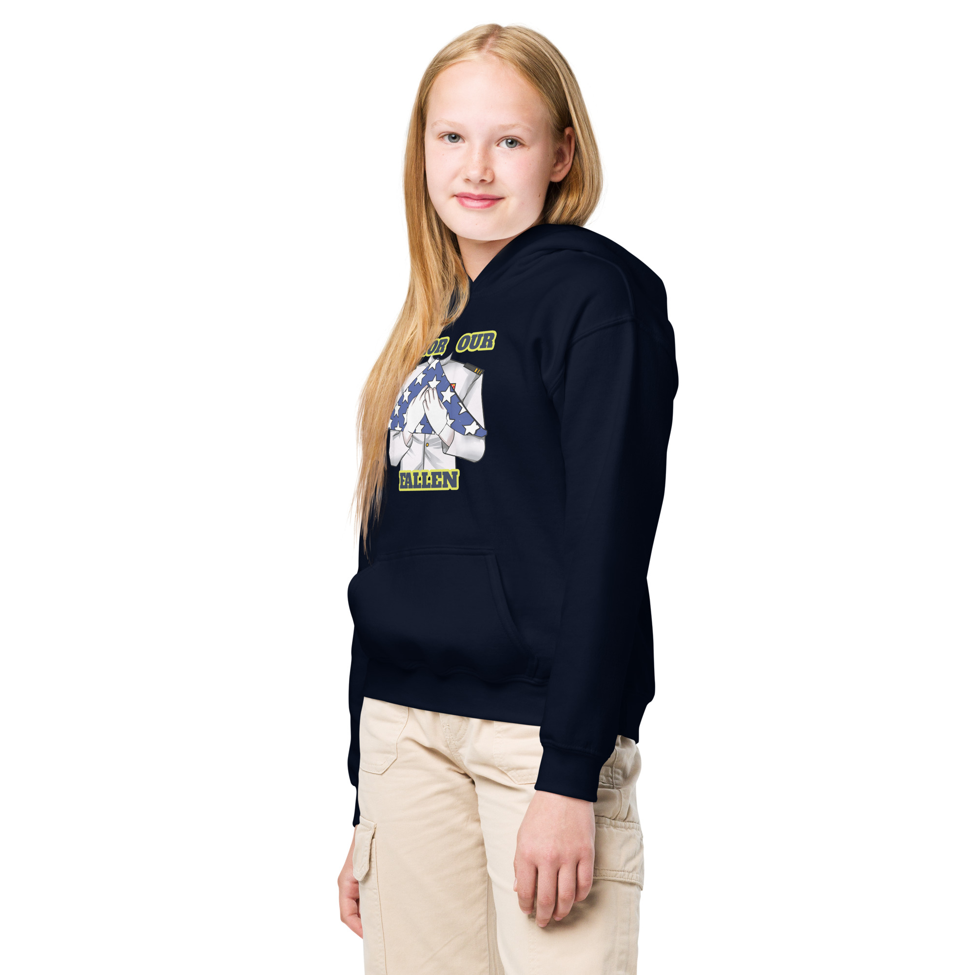 HONOR OUR FALLEN TOO SIKS Kids Fleece Hoodie - Image 6