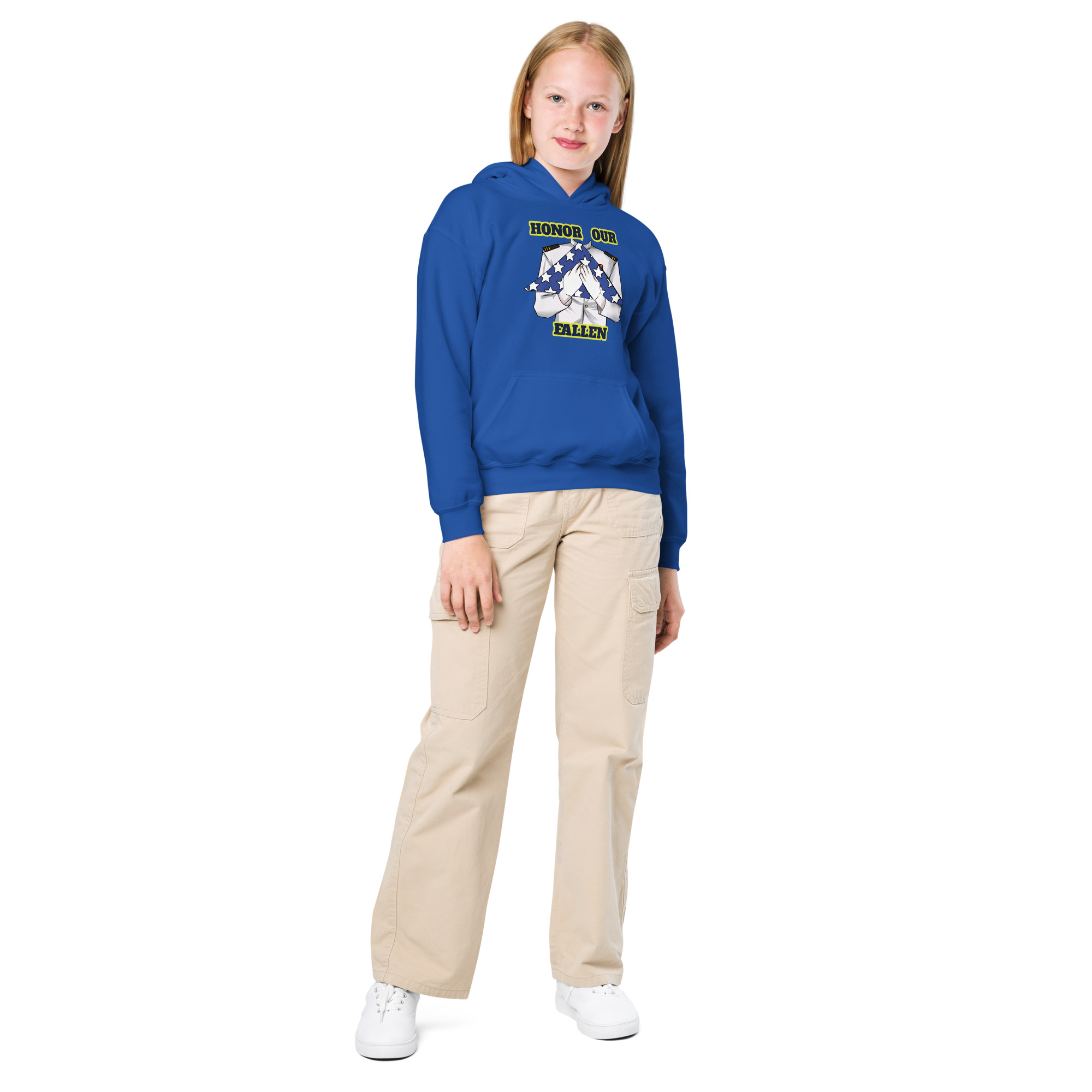 HONOR OUR FALLEN TOO SIKS Kids Fleece Hoodie - Image 13