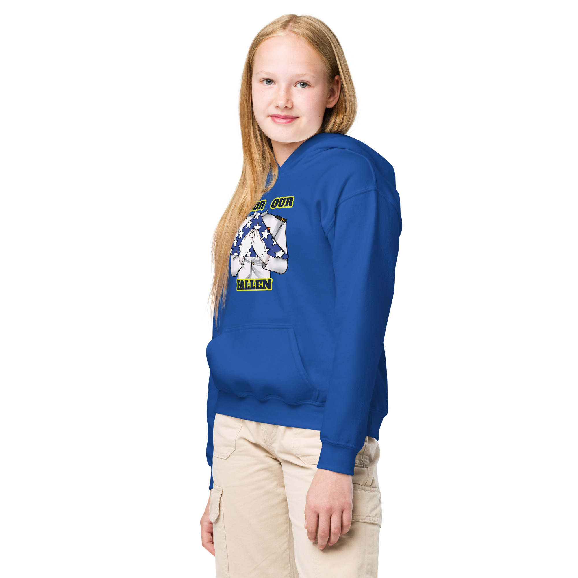HONOR OUR FALLEN TOO SIKS Kids Fleece Hoodie - Image 14