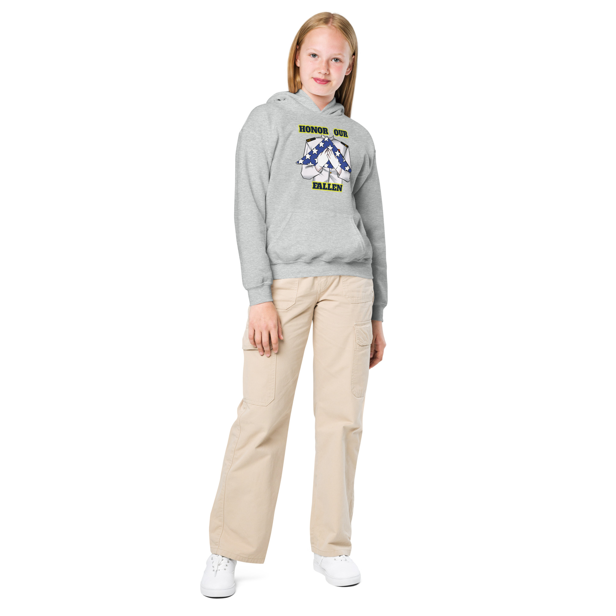 HONOR OUR FALLEN TOO SIKS Kids Fleece Hoodie - Image 21