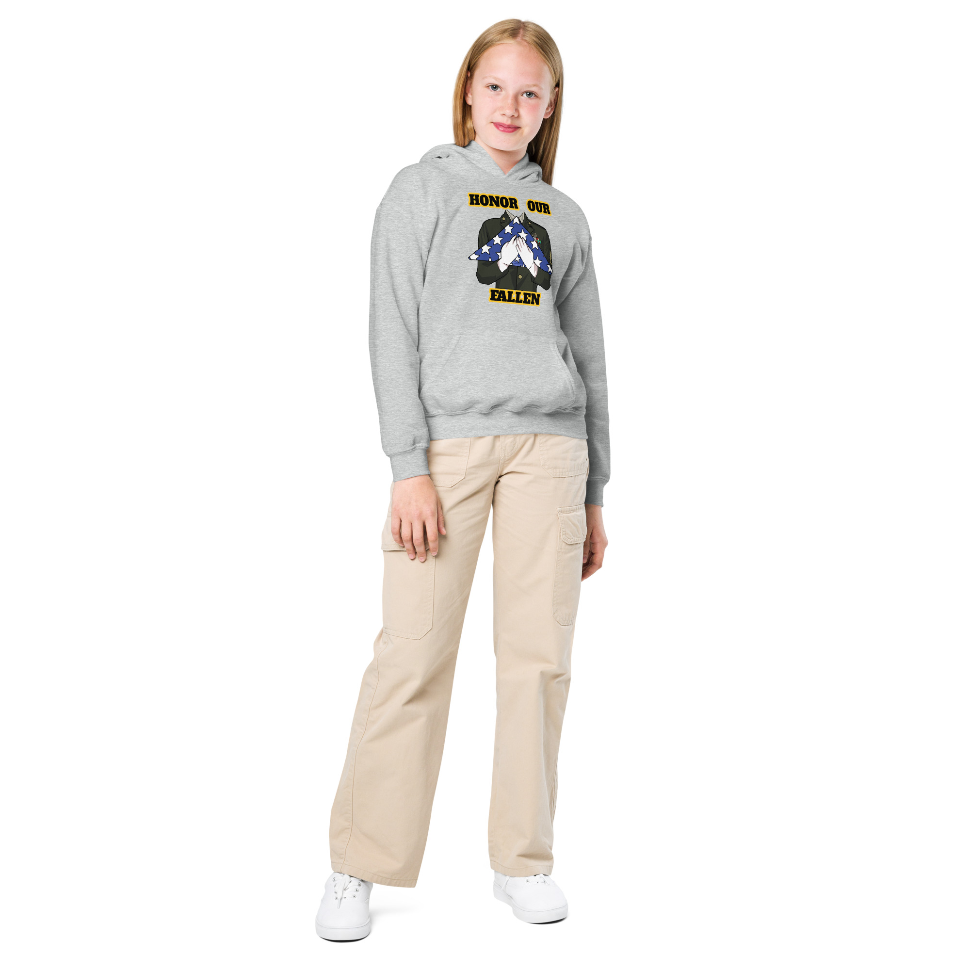 HONOR OUR FALLEN TOO SIKS Kids Fleece Hoodie - Image 21