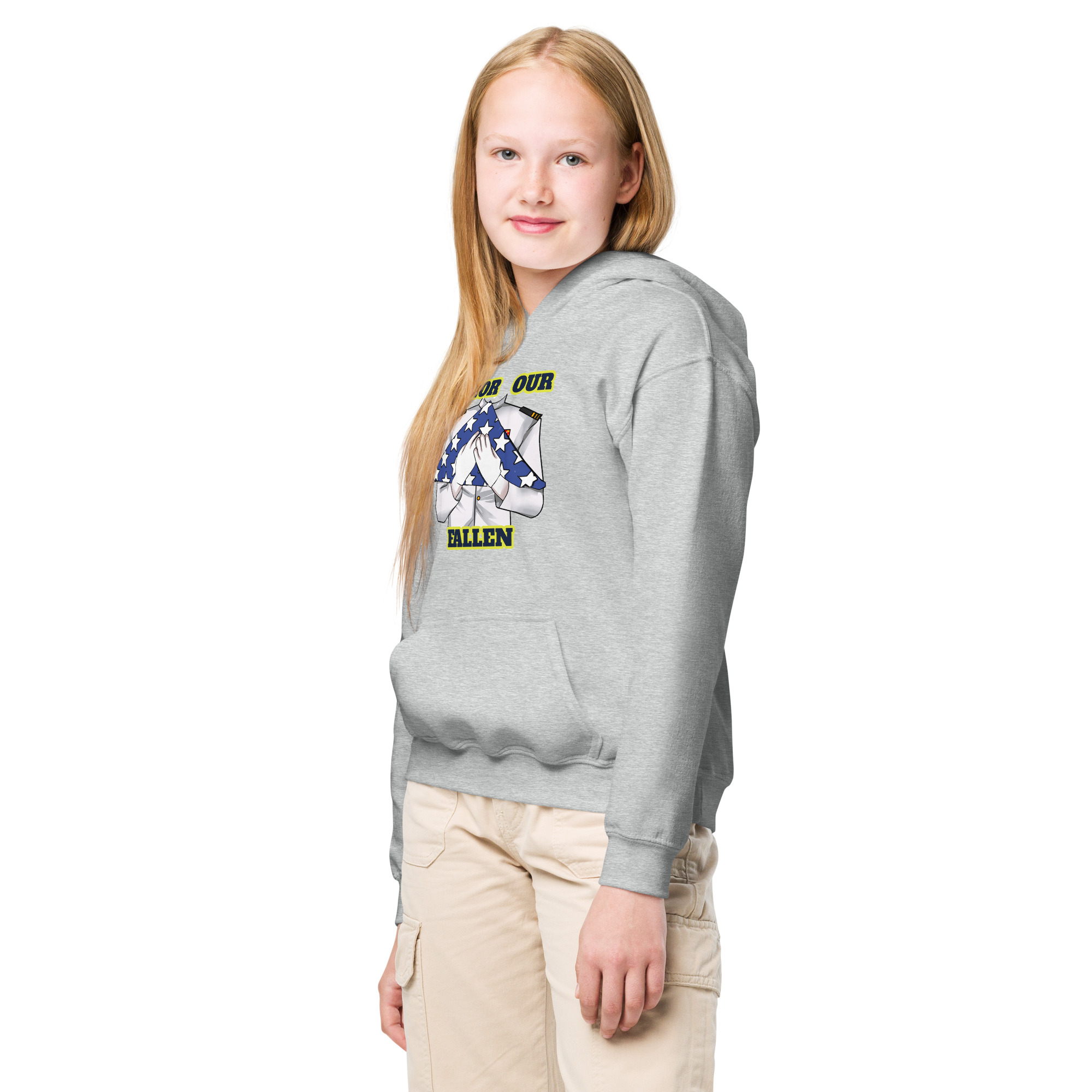 HONOR OUR FALLEN TOO SIKS Kids Fleece Hoodie - Image 22