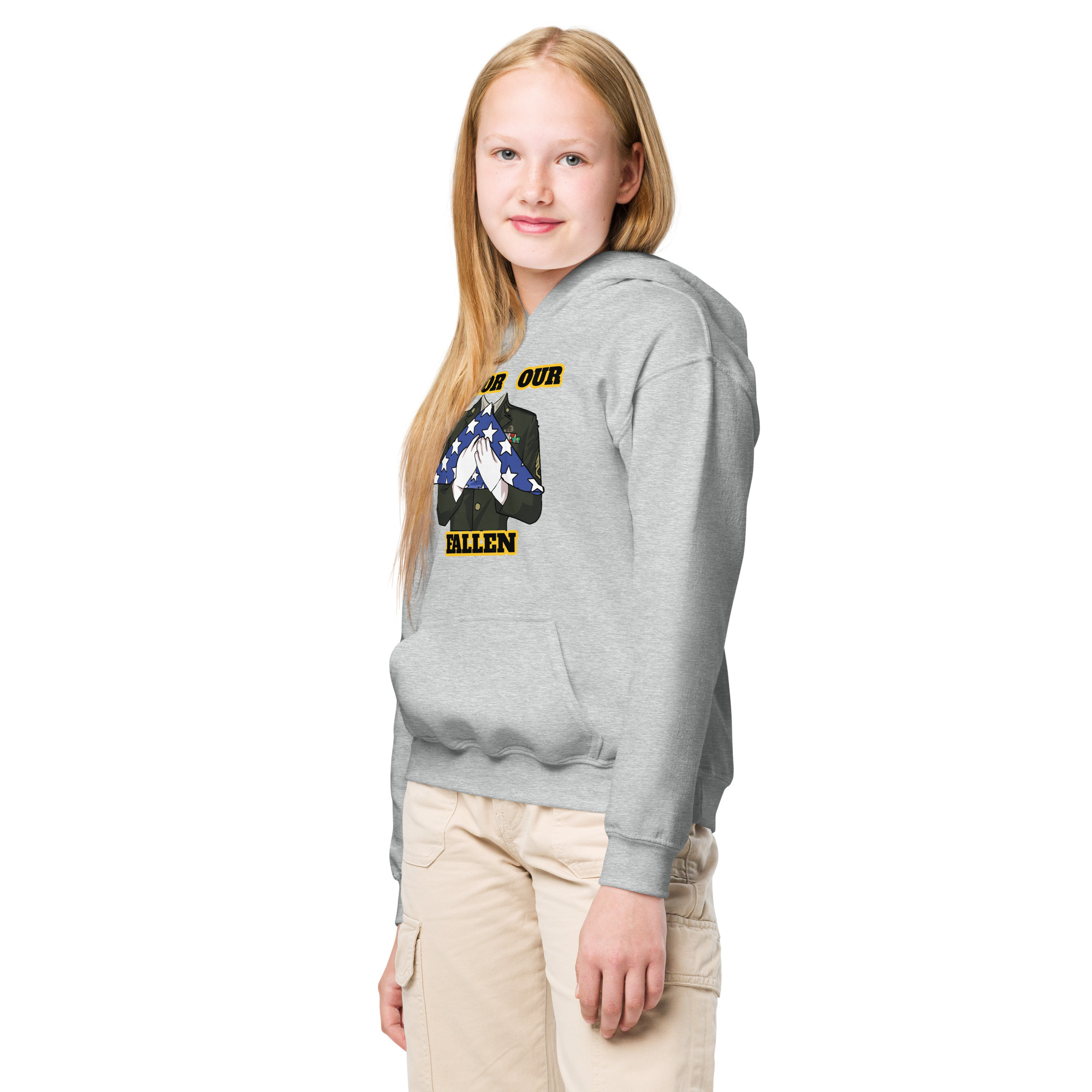 HONOR OUR FALLEN TOO SIKS Kids Fleece Hoodie - Image 22