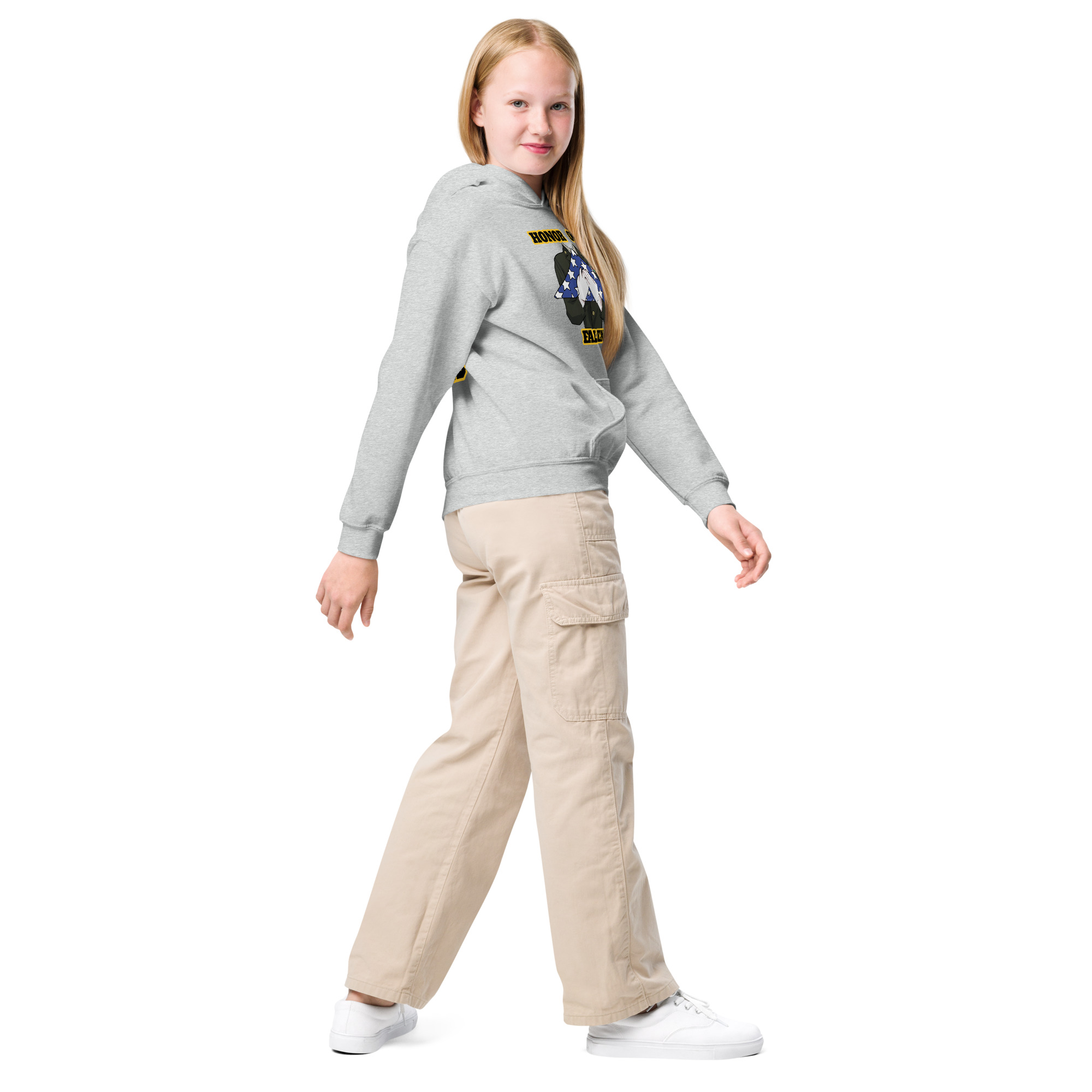 HONOR OUR FALLEN TOO SIKS Kids Fleece Hoodie - Image 23
