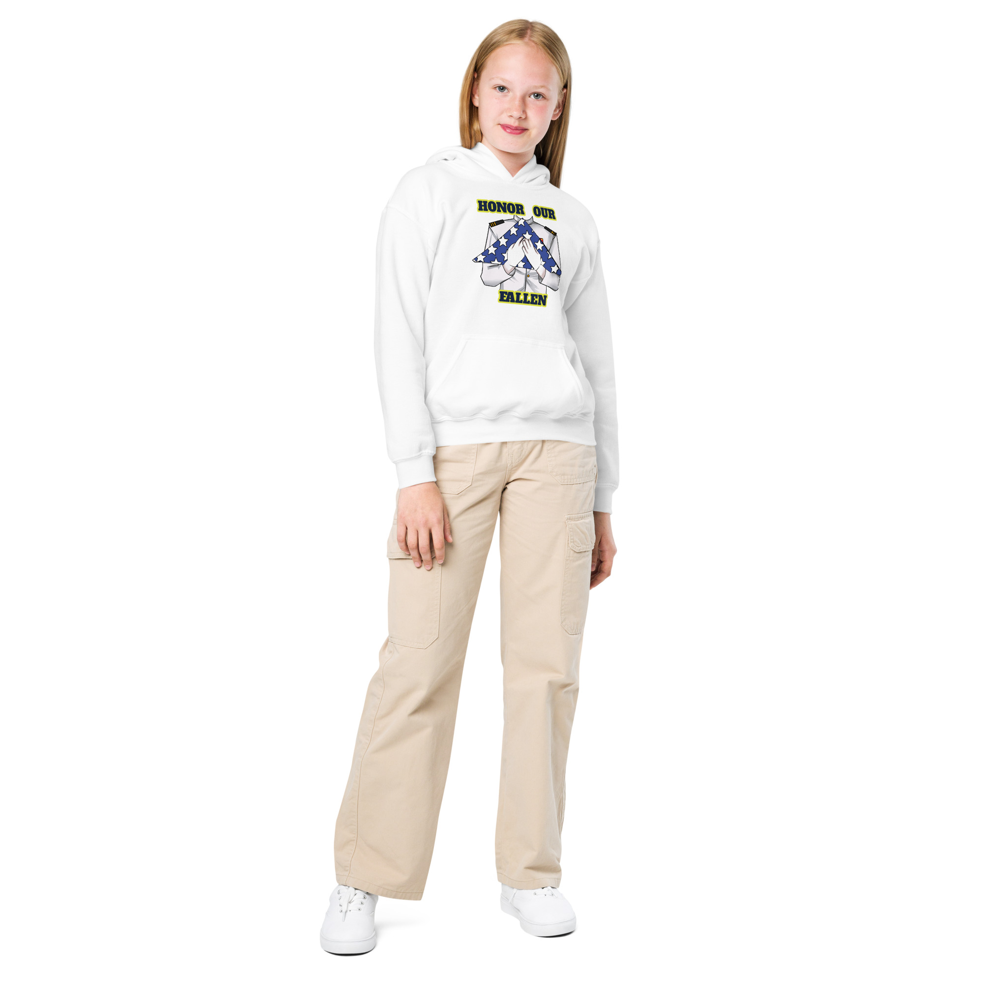 HONOR OUR FALLEN TOO SIKS Kids Fleece Hoodie - Image 25