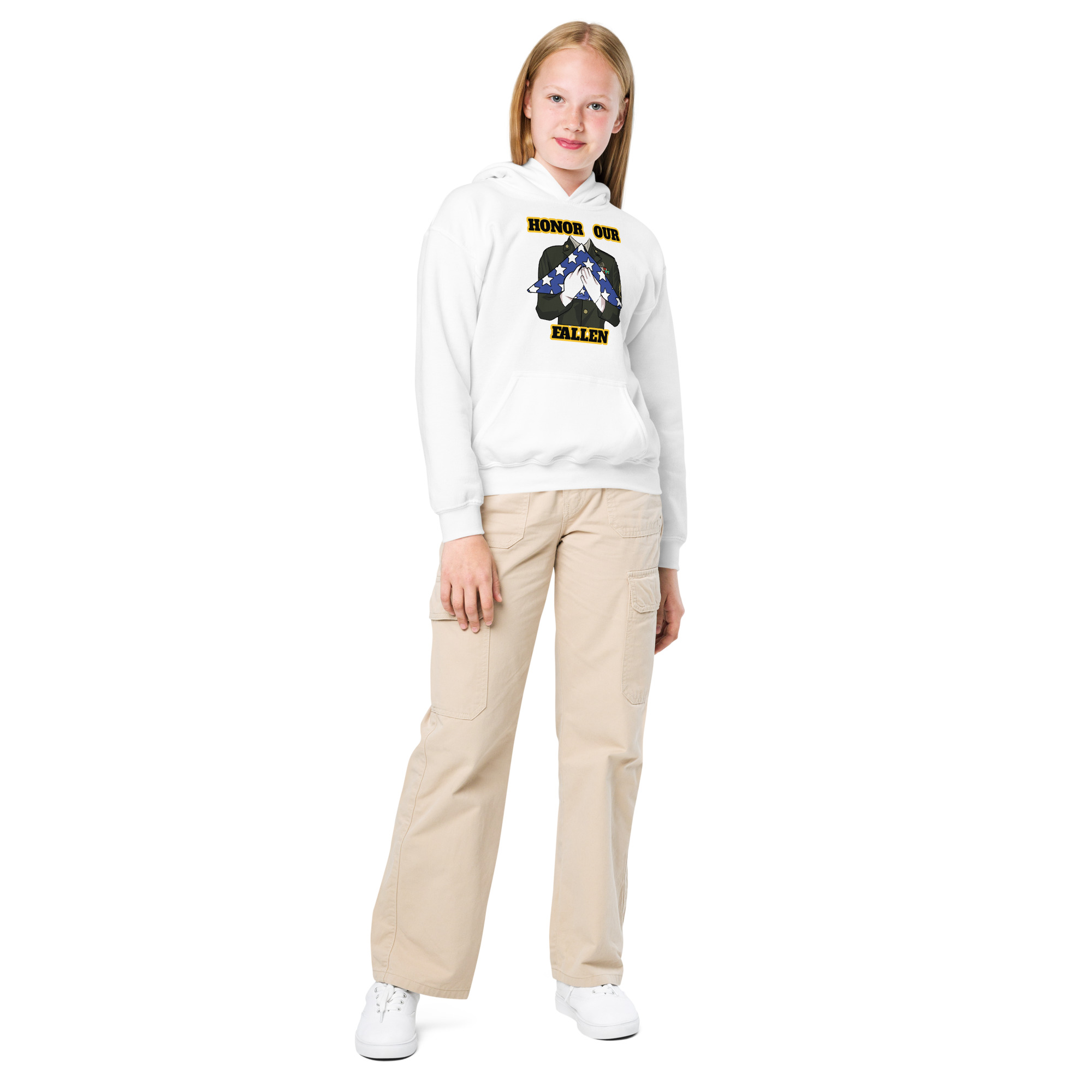 HONOR OUR FALLEN TOO SIKS Kids Fleece Hoodie - Image 25