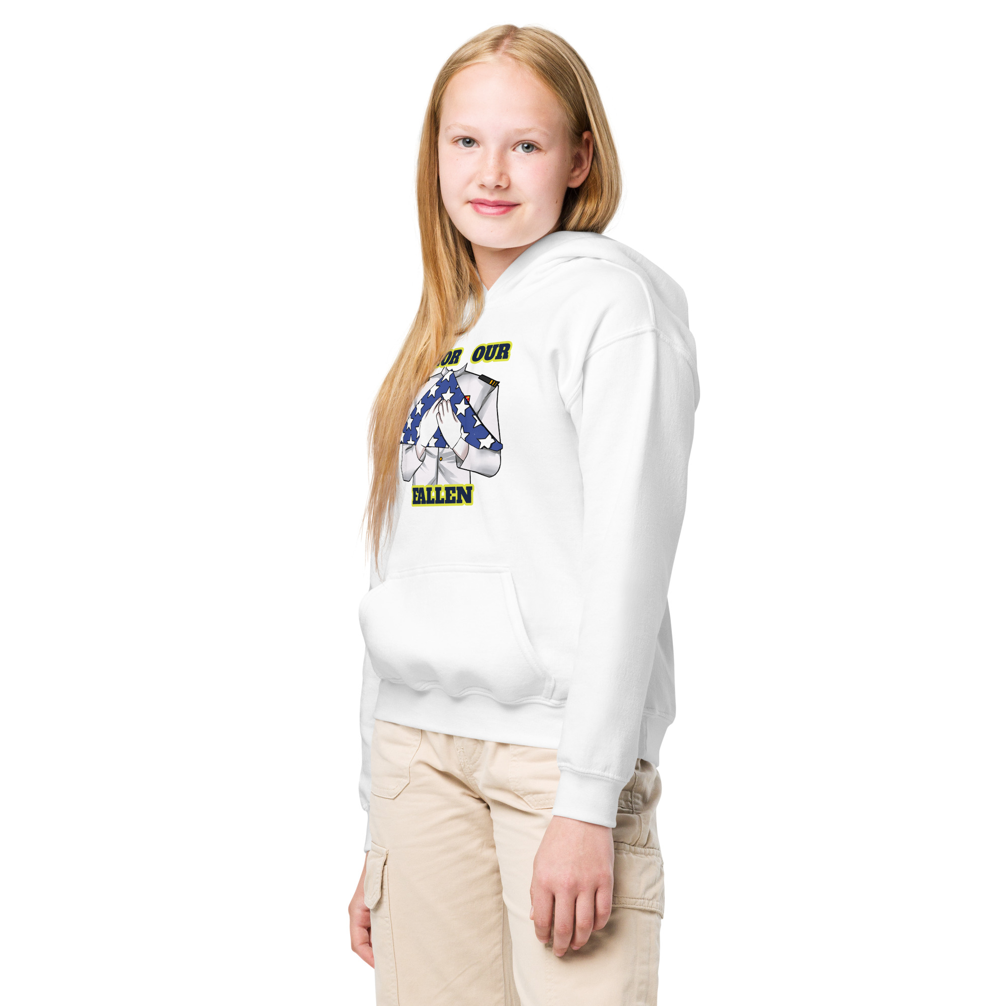 HONOR OUR FALLEN TOO SIKS Kids Fleece Hoodie - Image 26