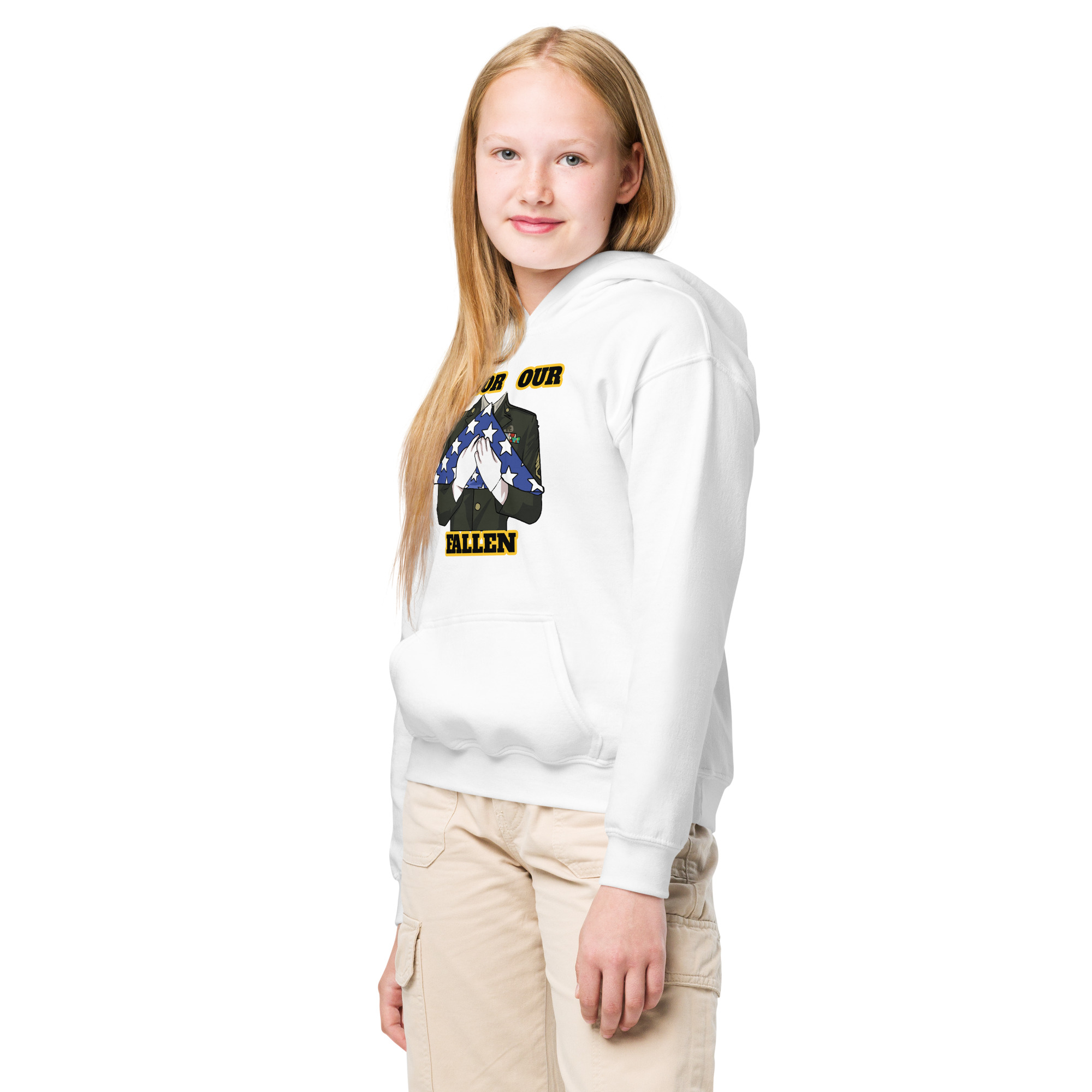HONOR OUR FALLEN TOO SIKS Kids Fleece Hoodie - Image 26