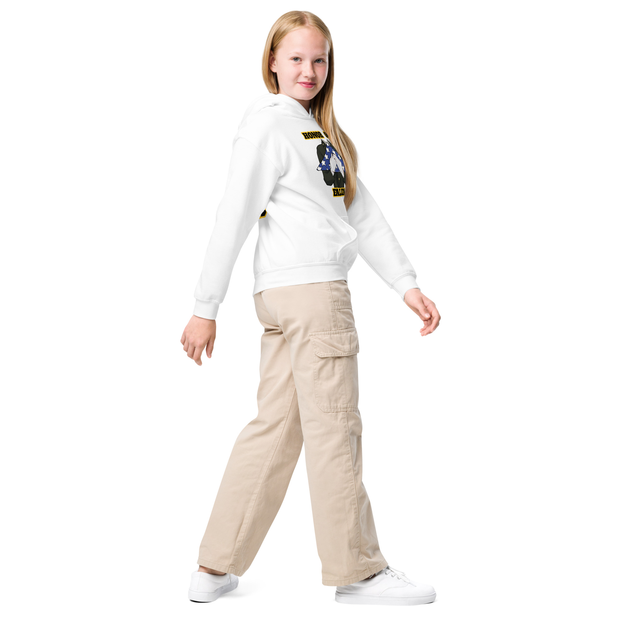 HONOR OUR FALLEN TOO SIKS Kids Fleece Hoodie - Image 27