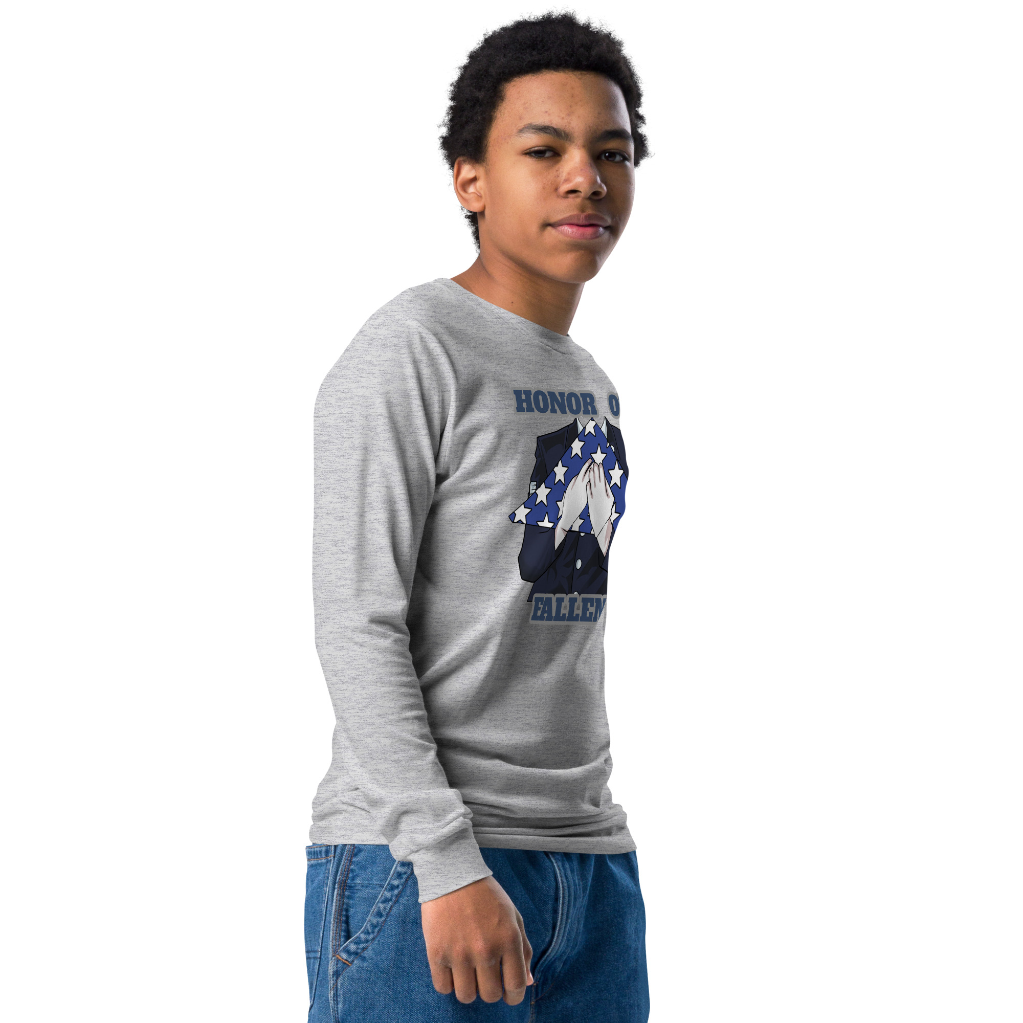 HONOR OUR FALLEN TOO SIKS Youth Long Sleeve Tee - Image 11