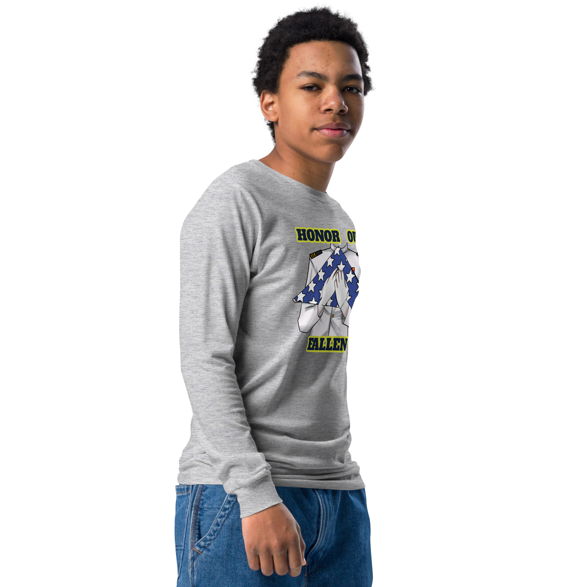 HONOR OUR FALLEN TOO SIKS Youth Long Sleeve Tee - Image 11