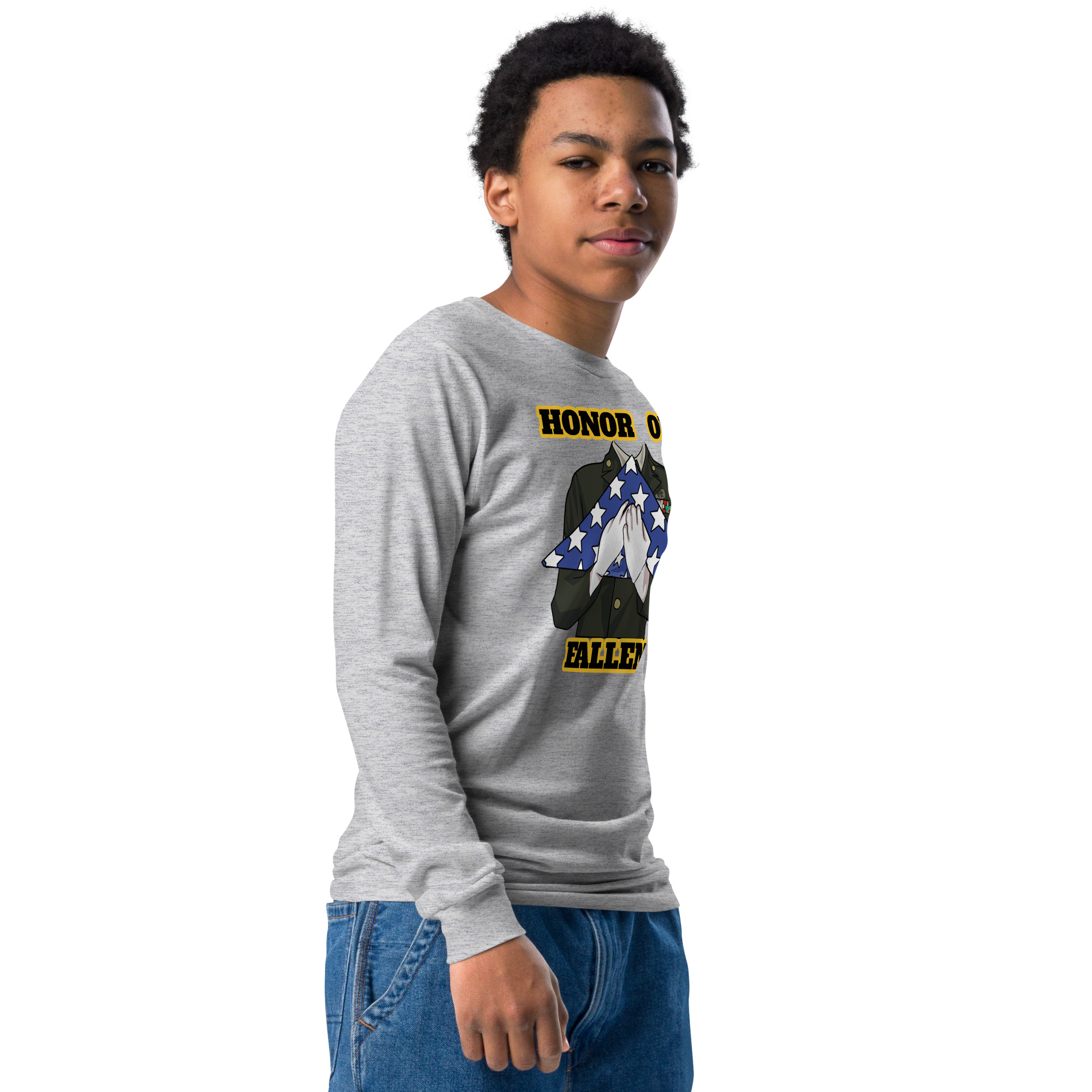 HONOR OUR FALLEN TOO SIKS Youth Long Sleeve Tee - Image 11