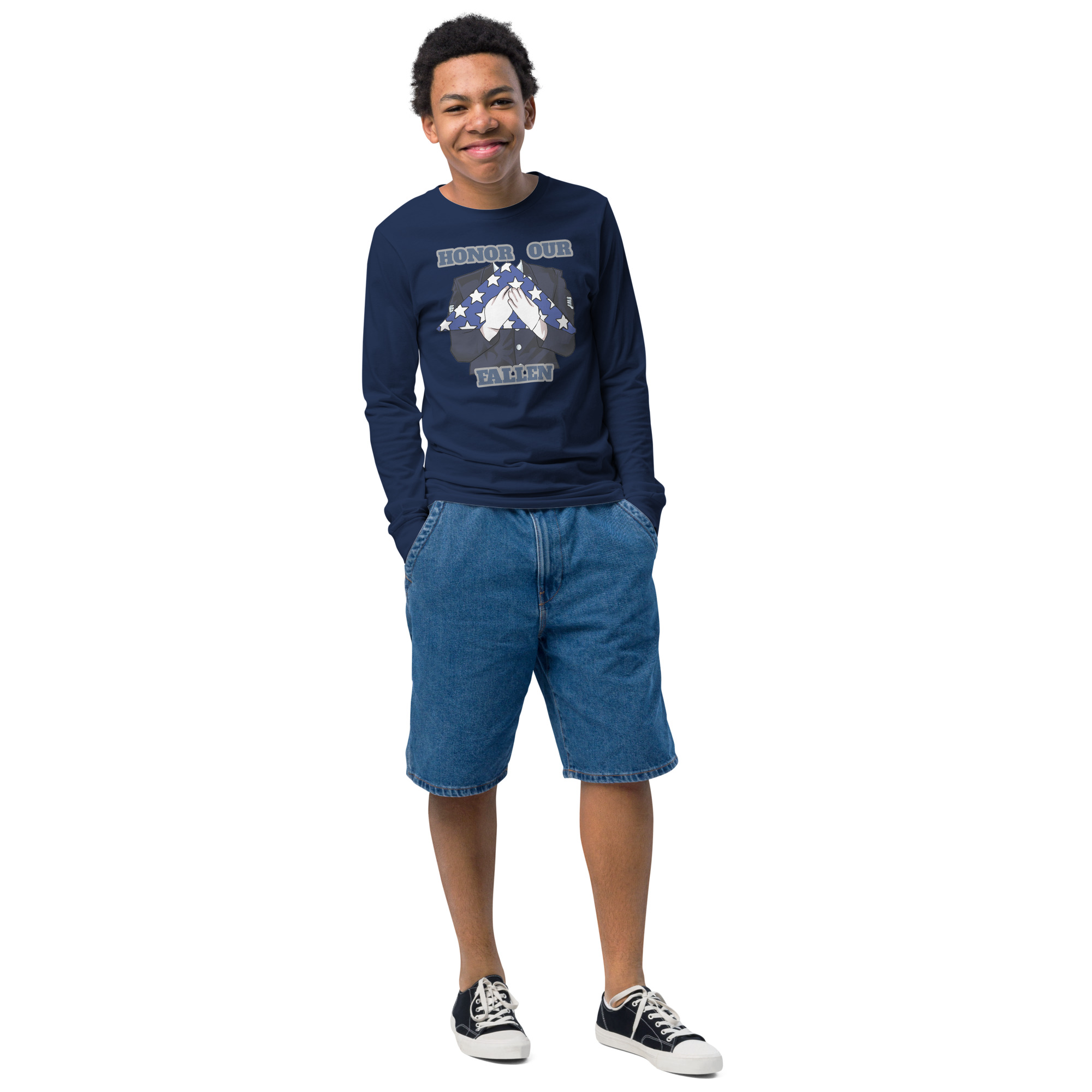 HONOR OUR FALLEN TOO SIKS Youth Long Sleeve Tee - Image 4