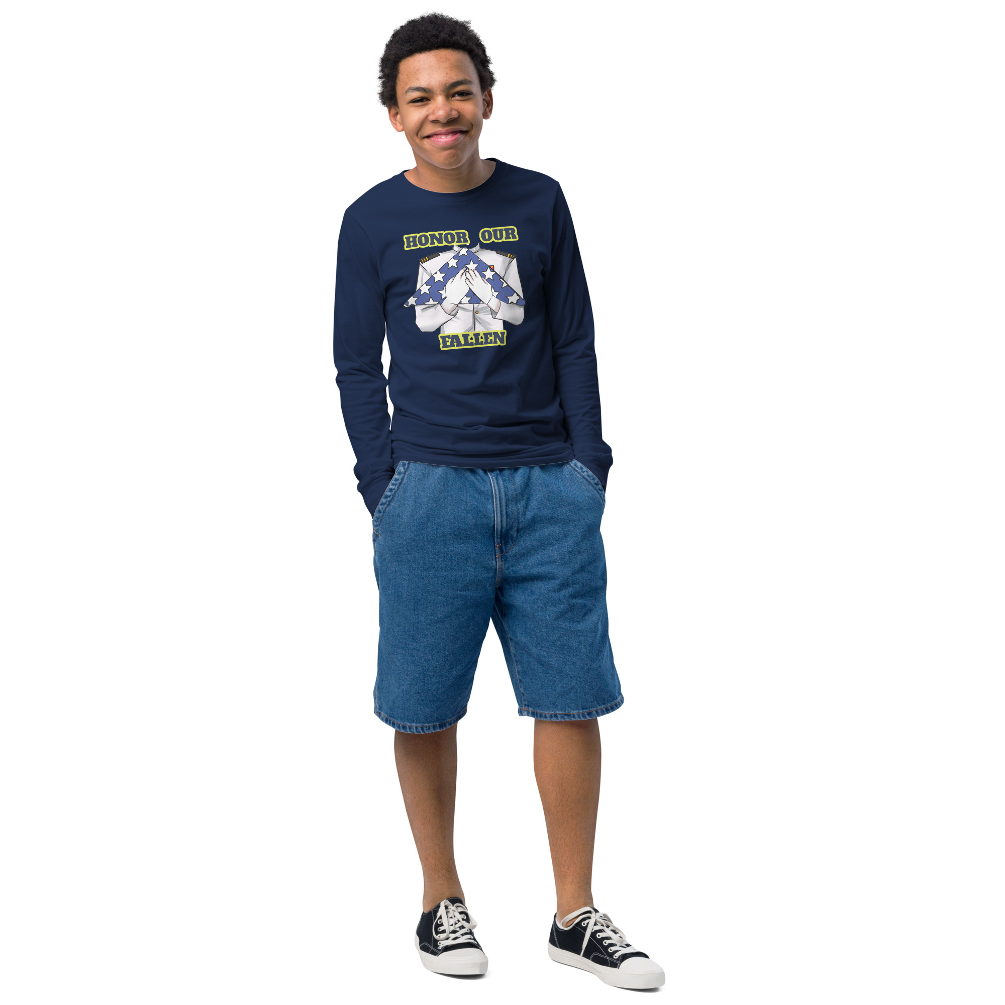 HONOR OUR FALLEN TOO SIKS Youth Long Sleeve Tee - Image 4