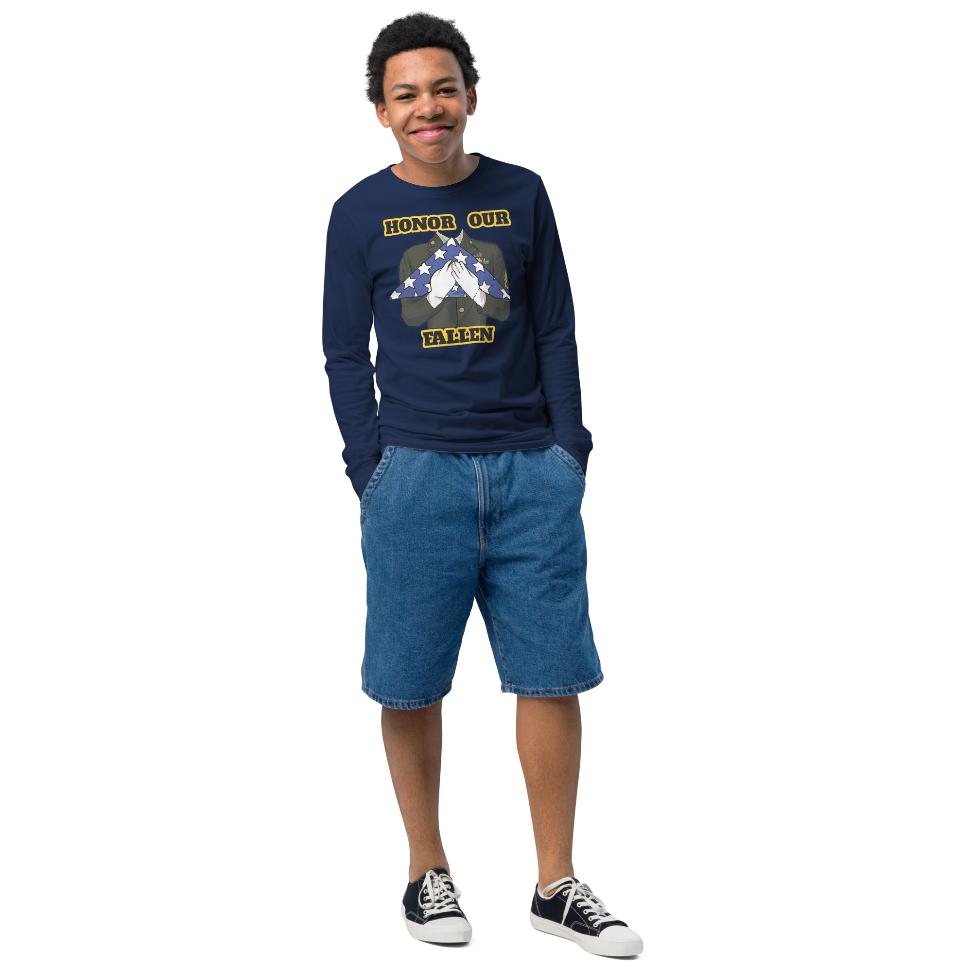 HONOR OUR FALLEN TOO SIKS Youth Long Sleeve Tee - Image 4