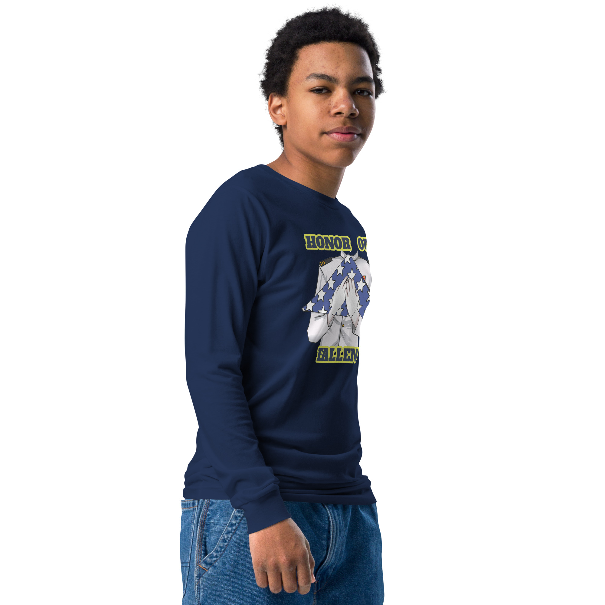 HONOR OUR FALLEN TOO SIKS Youth Long Sleeve Tee - Image 5